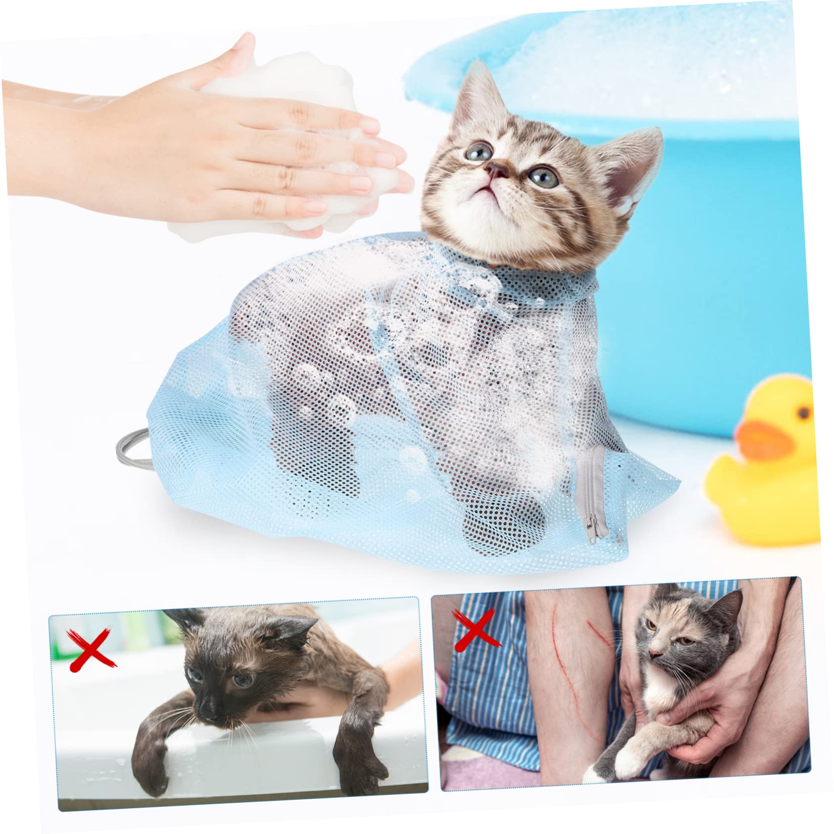 minkissy 3piezas Bolsa Ajustable para Gatos Bolsa De Transpirable y Multifuncional con Bozal para Limpieza Recorte De Uñas y Cuidado De