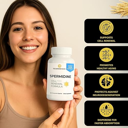 Miniatura 3 de Suplemento de espermidina  60 cápsulas vegetales  Extracto de germen de trigo con 1000 mg de espermidina, mejorado con BioPerine para una absorción