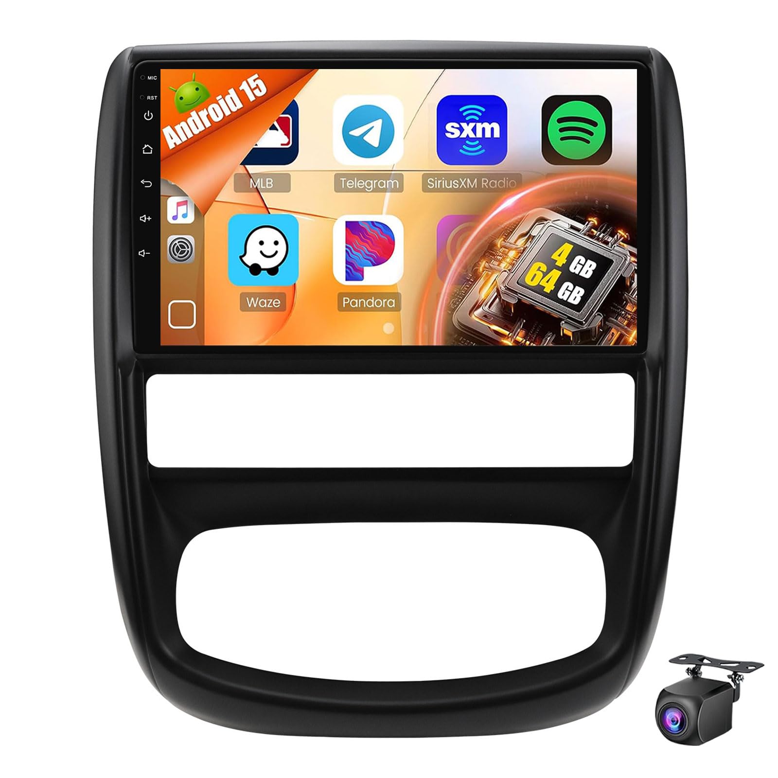Car Radio For Re-nault Duster 2010-2015/Ni-ssan Terrano 3 2014-2022 9 Inch Touchscreen Android 15 Car Stereo Wireless Carplay Android Auto/EQ/GPS Navigation/WiFi/SWC + AHD Backup Cam(Size:8Core 4+32G)