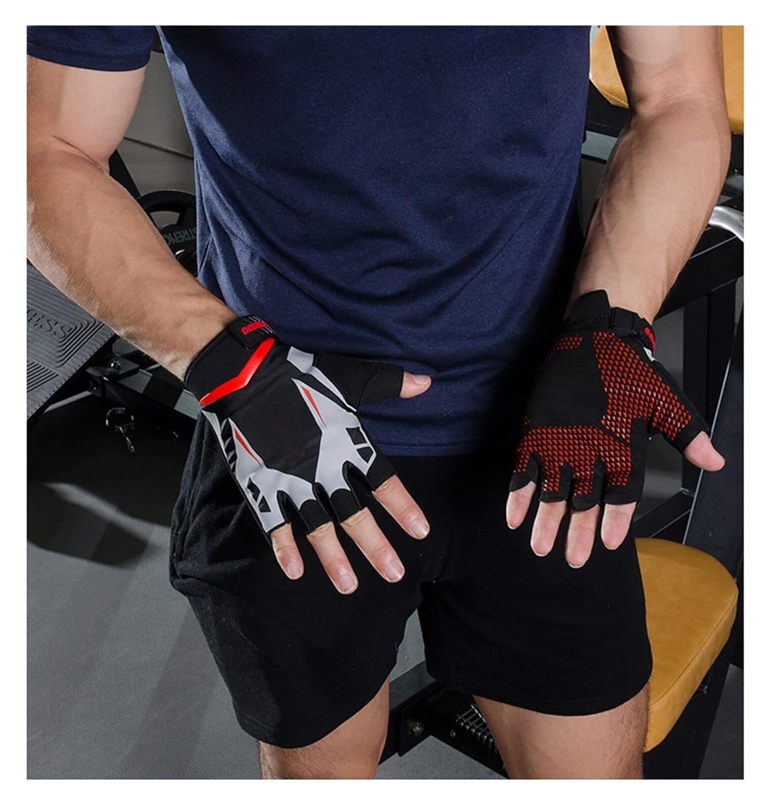 Guanti da guida senza dita, Guanti sportivi, Guanti mezze dita, Guanti da palestra Guanti imbottiti for sollevamento pesi Guanti da allenamento for uomini e donne Guanti di protezione mezze dita trasp