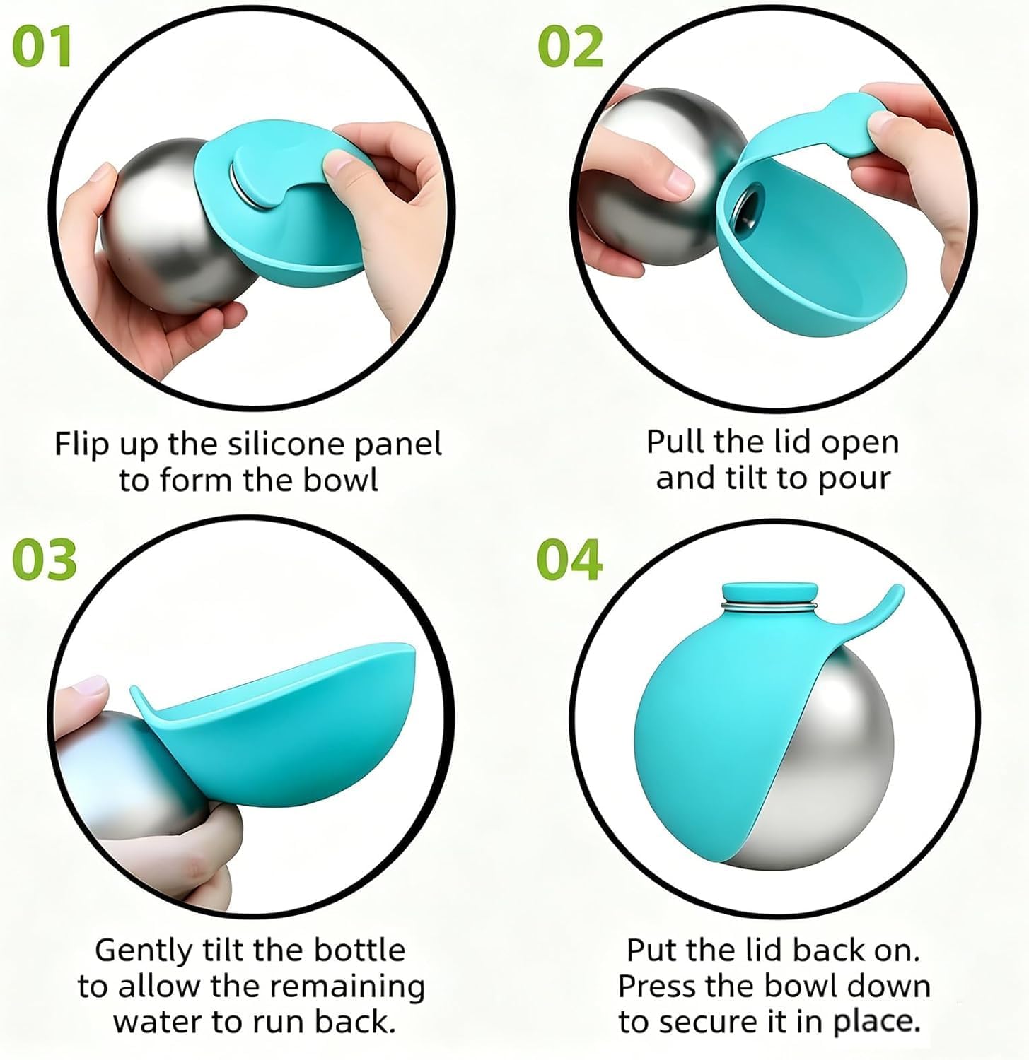 2 in 1 Portable Dog Water Bottle with Bowl,2026 New Foldable Pet Water Cup – 10oz Stainless Steel Travel Pet Water Dispenser, Lightweight & Perfect for Small Dogs, Walking, Hiking, and Travel (Blue)
