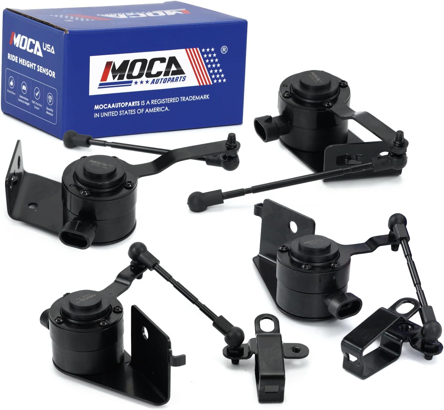 MOCA 4X Front & Rear Ride Height Level Sensor fits For Cadillac 2007-2011 Escalade ESV, For Chevrolet 2007-2011 Avalanche Suburban 1500 Tahoe, For GMC 2007-2011 Yukon, 2007-2011 Yukon XL 1500