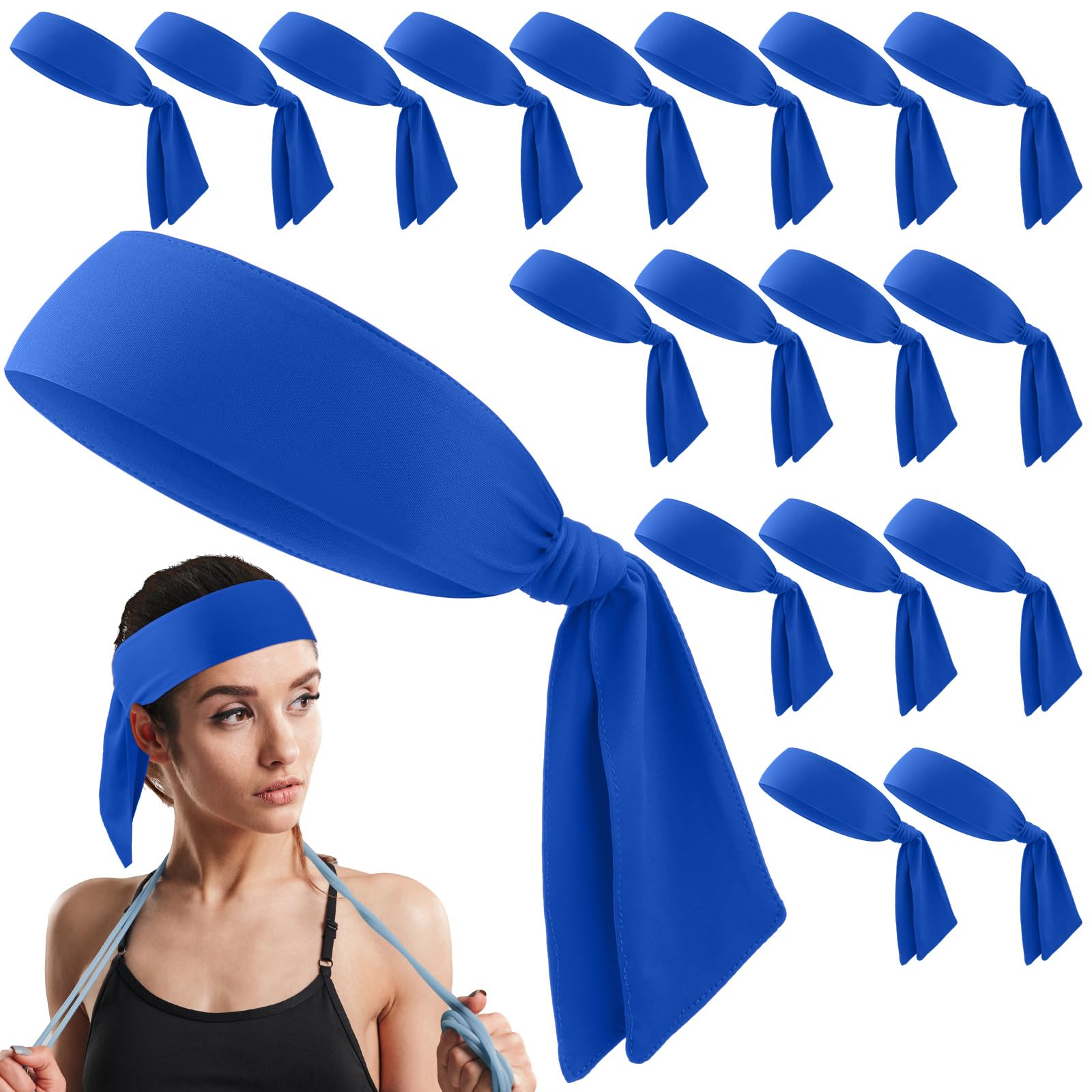 Hiboom Confezione da 18 fasce elastiche per capelli da tennis, per uomini e donne, ninja, karate, atletica, fasce elastiche per capelli, per basket, calcio, calcio, corsa, yoga