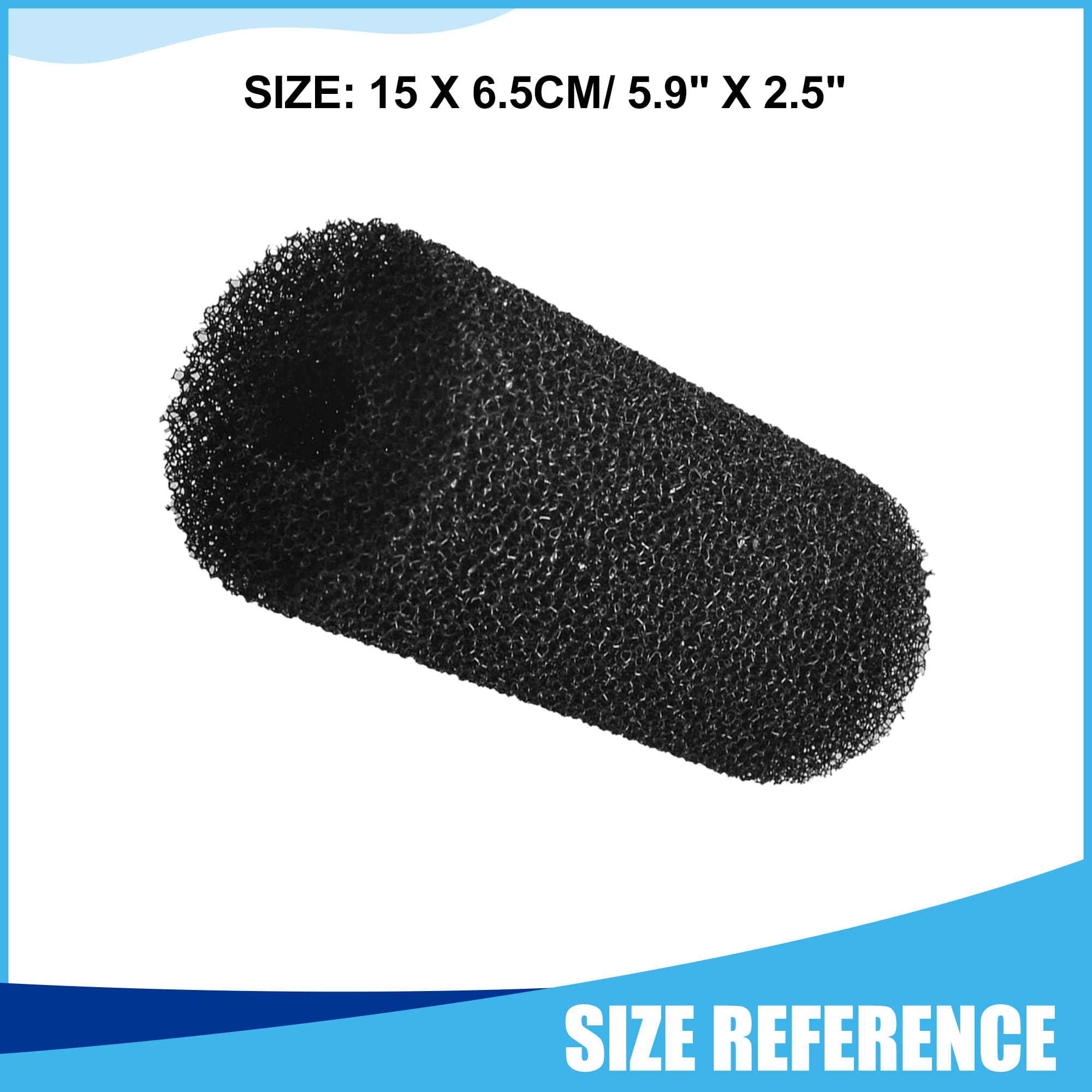 CAPASTEC Sponge Filter Cartridges, Cylinder Filter Sponge for Aquarium Fish Tank 0.8 inch Dia (Black), 5.9" x 2.5"(H*D) - Image 3