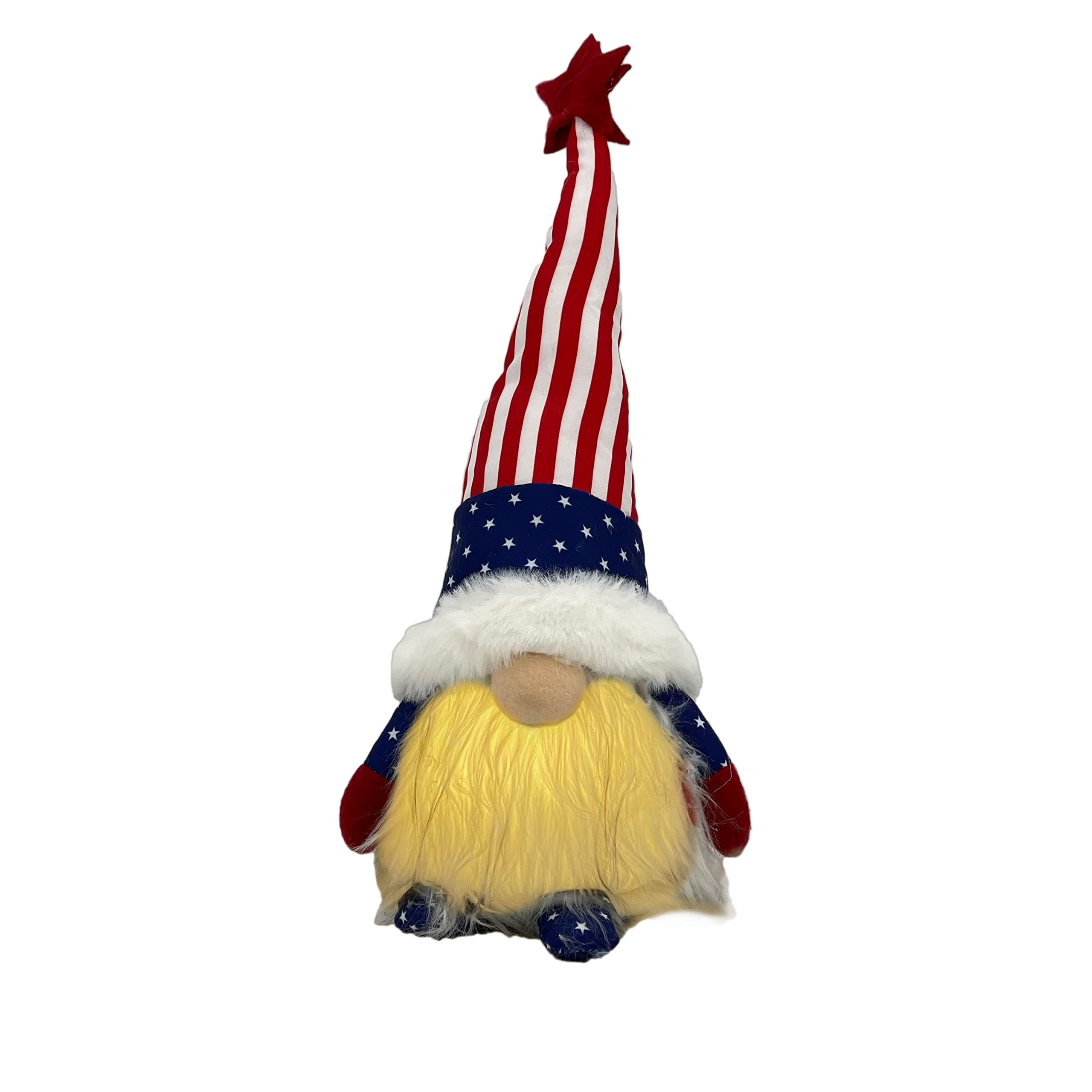 Galt International4th of July USA Patriotic Stars & Stripes Light-Up Plush Gnome Independence Day Memorial Day Decor
