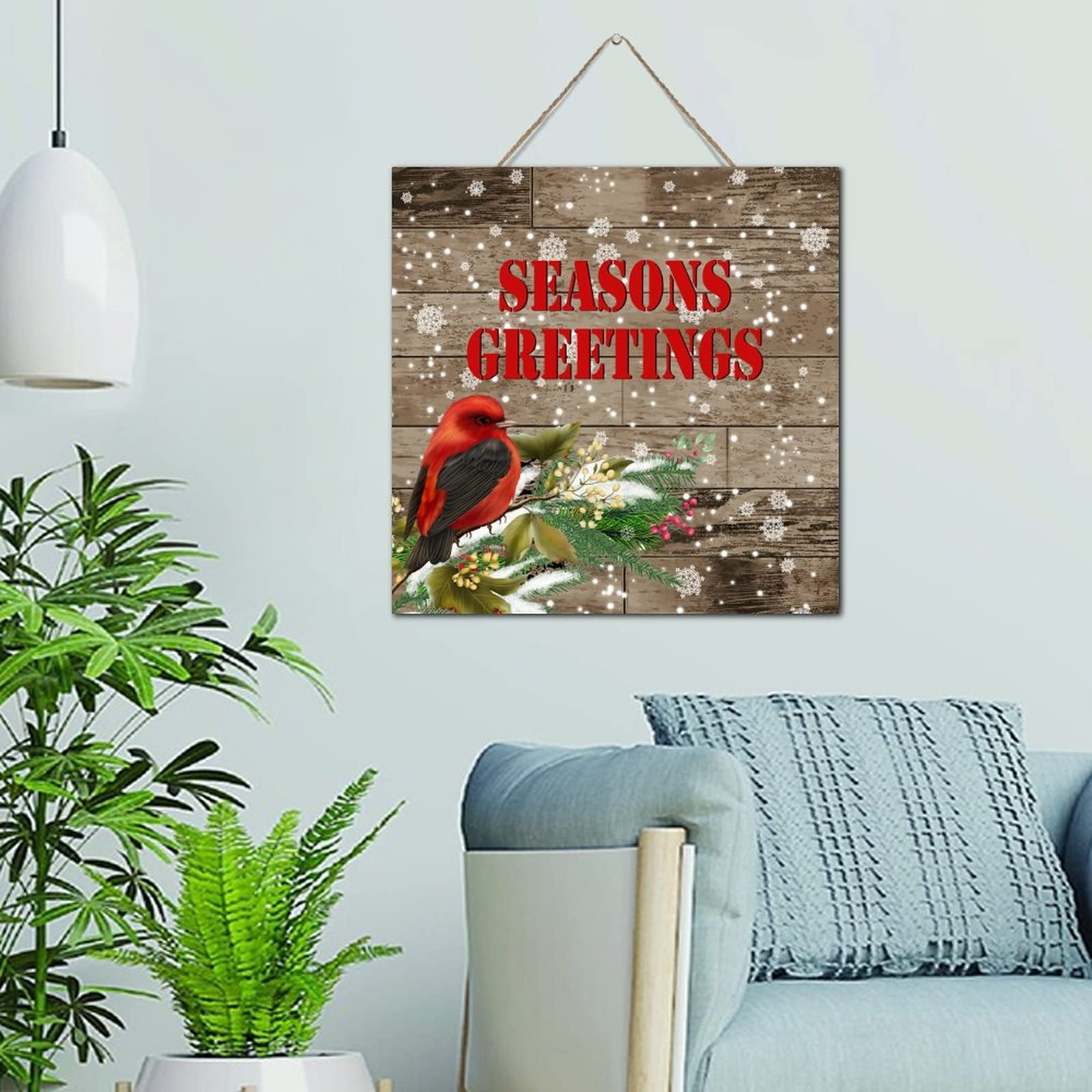 Plaque en bois Cardinal Rouge 30x30 cm pour décoration murale