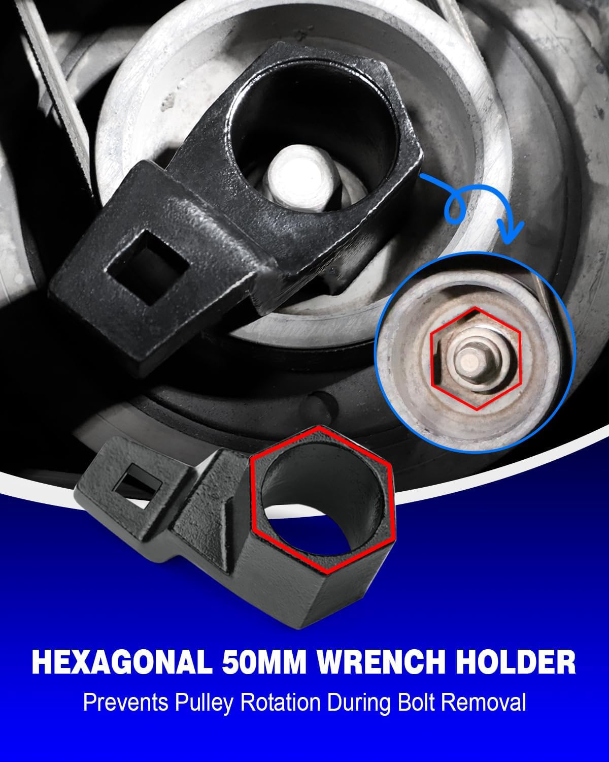 Greluma Juego de Llaves de Vaso equilibradoras armónicas de 19 mm y Soporte para polea de cigüeñal de 50 mm, Herramienta de extracción y sujeción, Compatible con Motores Honda y Acura