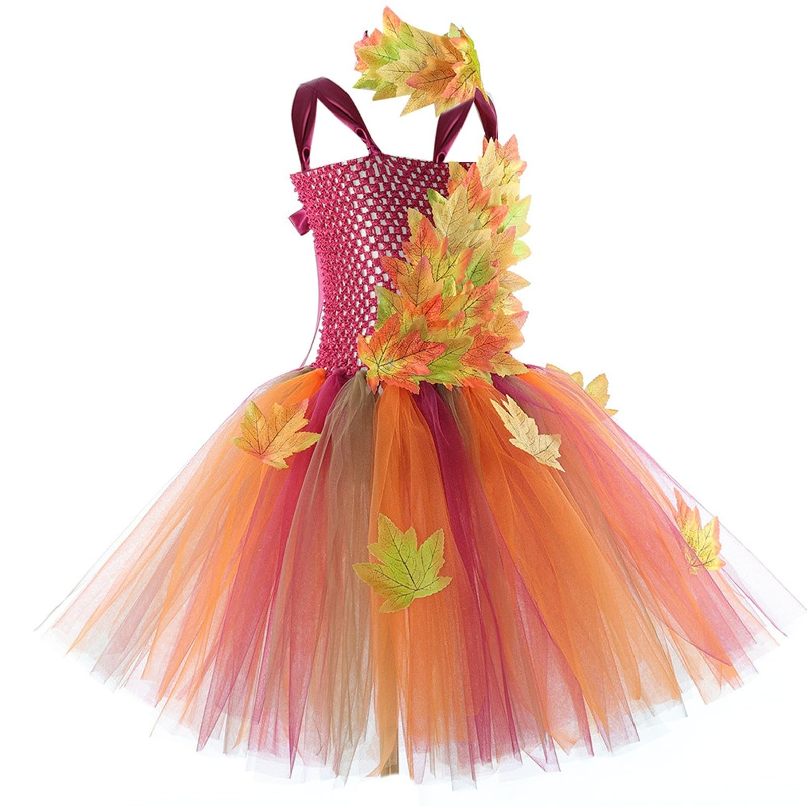 Generisch Conjunto de disfraz de hada de otoño para niña, vestido de tutú con alas, diadema y varita mágica, disfraz de hada del bosque para Halloween, carnaval, actuación y fiesta