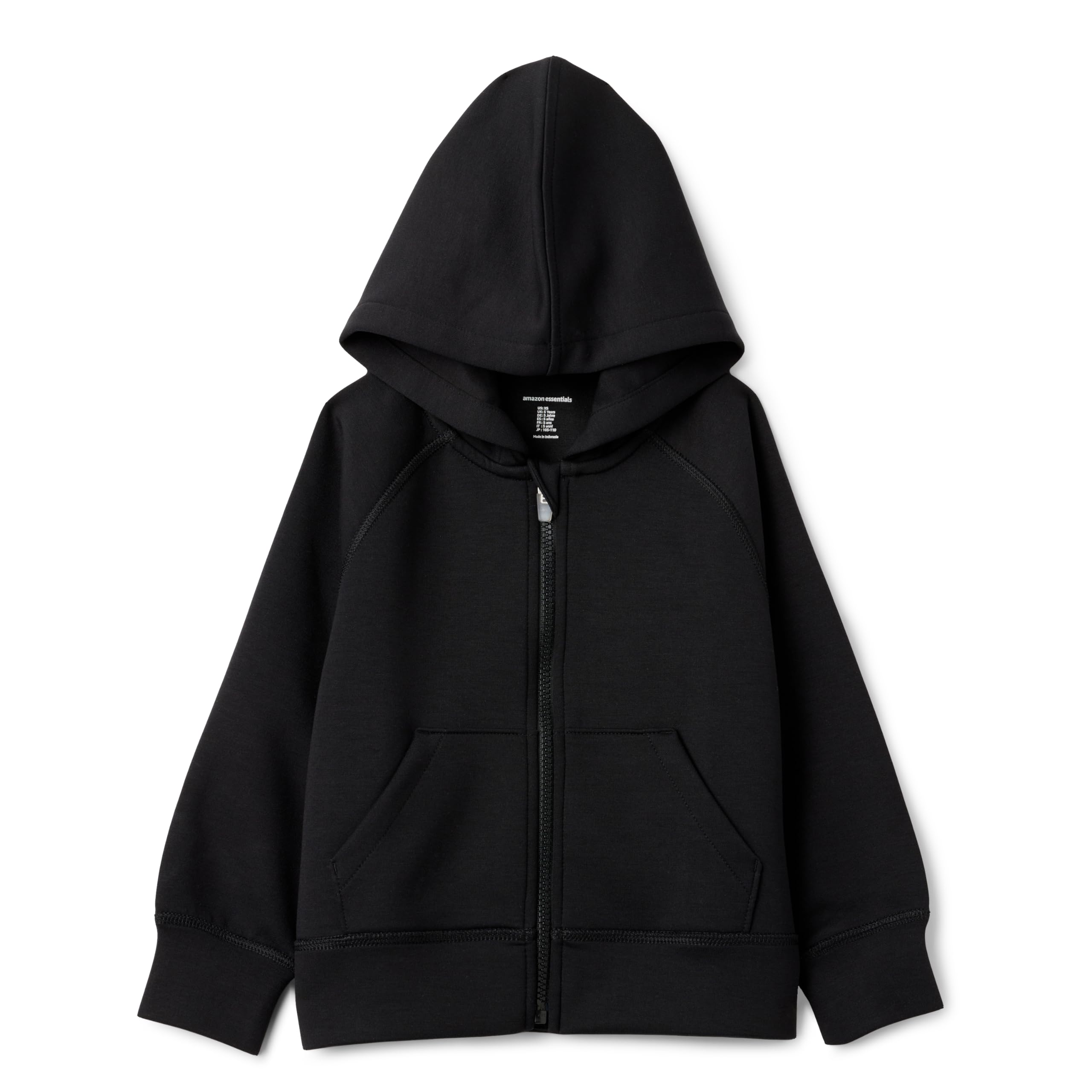 Amazon Essentials Girls' Active Sweat Relaxed-Fit Full Zip Hoodie, Black, 9 Years