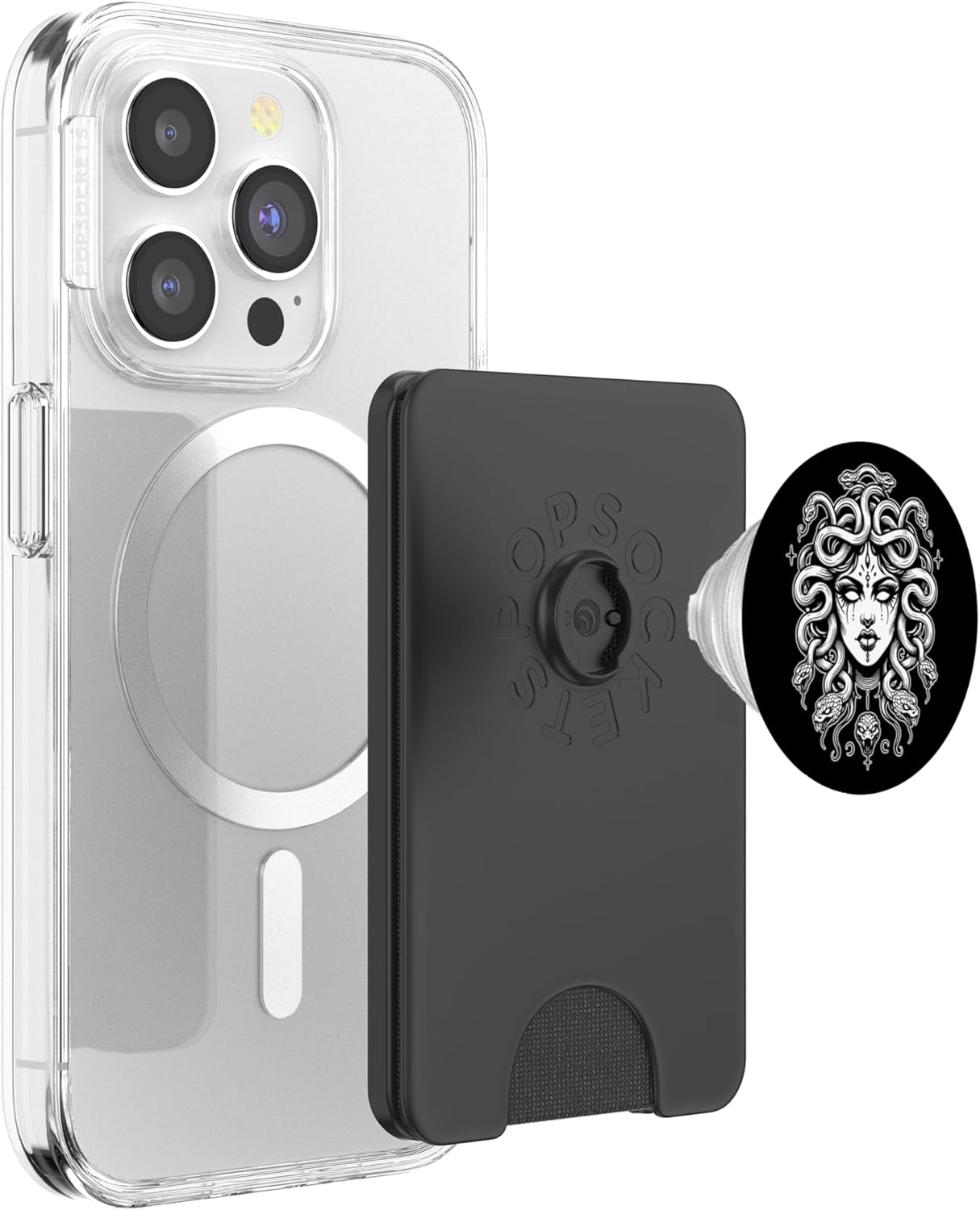 Gothic Medusa Greek Mythology Blackwork PopSockets PopWallet for MagSafe