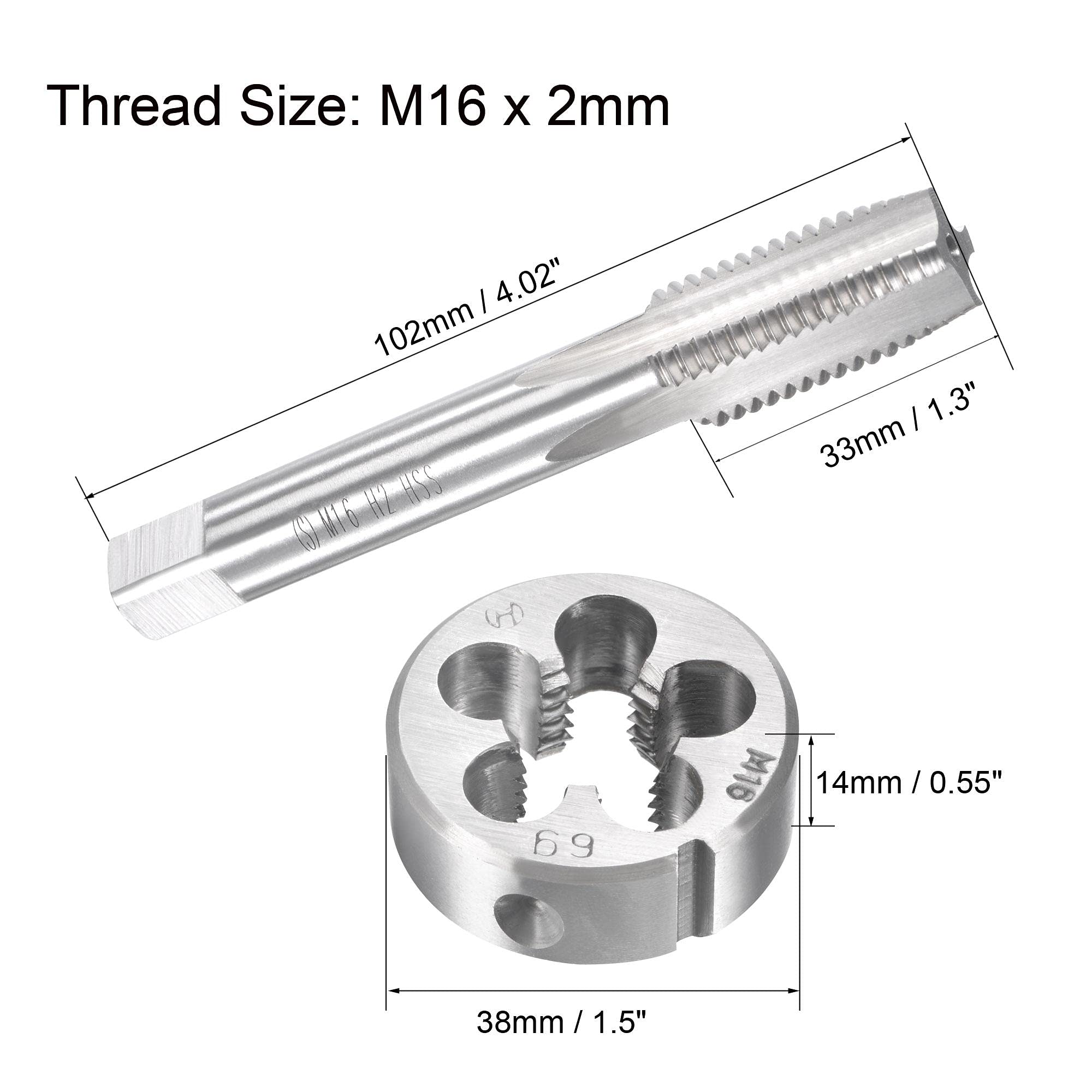 Gewindebohrer Set M16x2 - Metrischer Gewindeschneider Mit Matrize Aus HSS Stahl