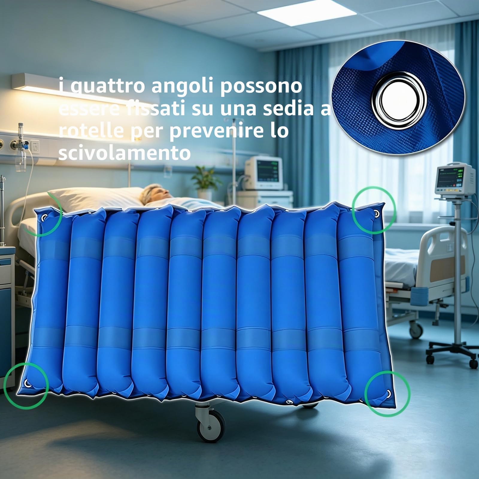 Cuscino Per Sedia a Rotelle, Materasso Ad Aria a Pressione Alternata Con Pompa + 11 Fasce Di Gas, Pompa a Pressione Variabile Ultra Silenziosa, Pazienti Seduti a Lungo Termine Postoperatori.