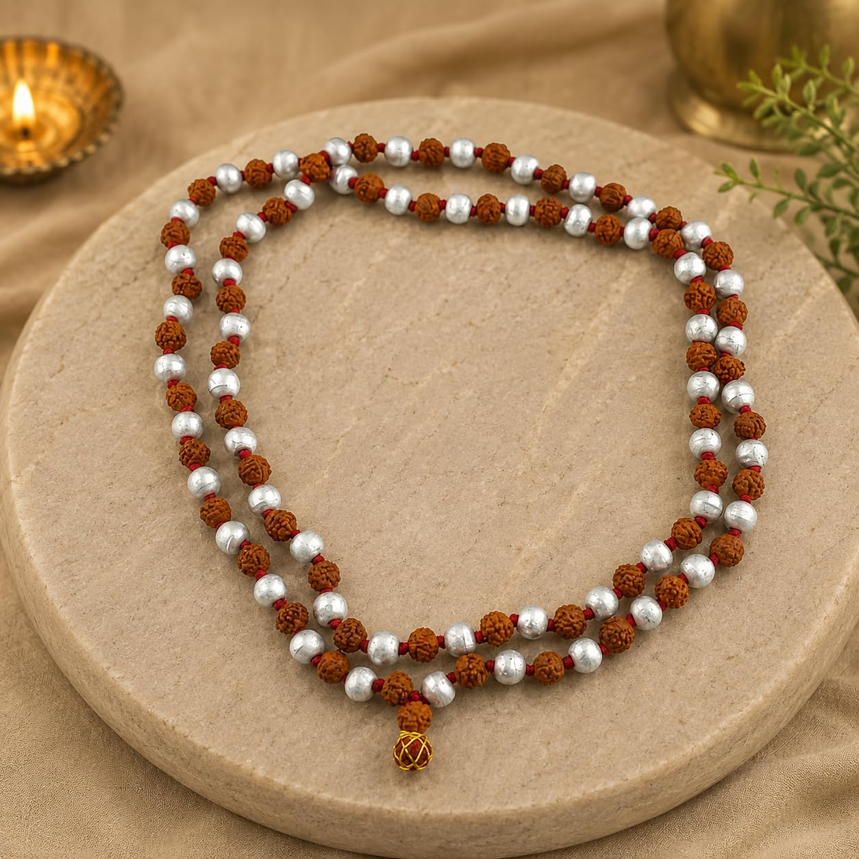 Natural Parad Mala Original Pure Mercury Rudraksha Mala 108+1 Beads 6-8 MM | 54 Parad | 54 Rudraksha Prayer Beads for Home Puja (Parad Rudraksha Mala)-image-41