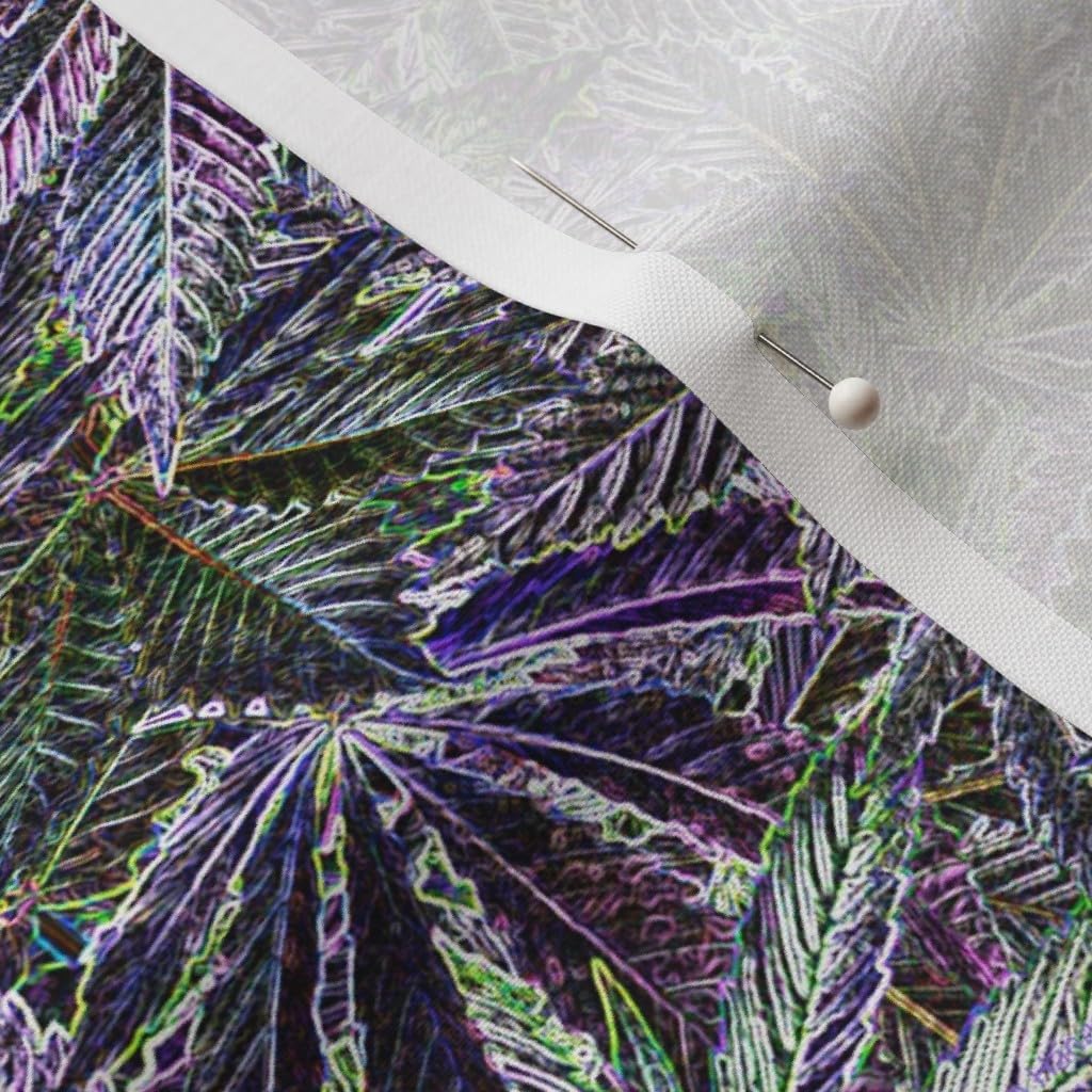 Spoonflower Fabric - Leaf Marijuana Cannabis Weed Grass Pot 420 Purple Green Printed on Petal Signature Cotton Fabric by The Yard - Sewing Quilting Apparel Crafts Decor