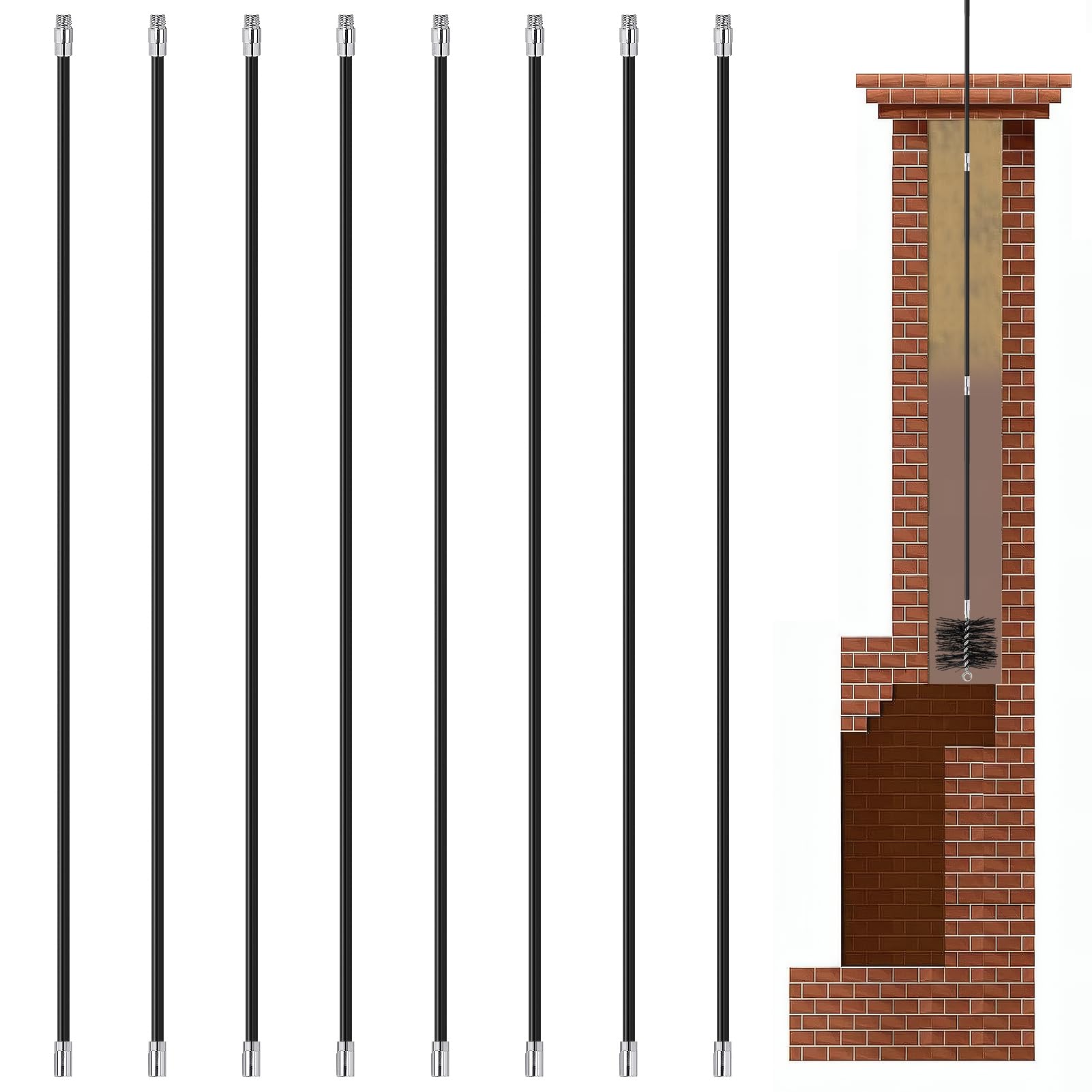 Snapklik.com : 24FT Total Fiberglass Chimney Cleaning Rod - Chimney ...