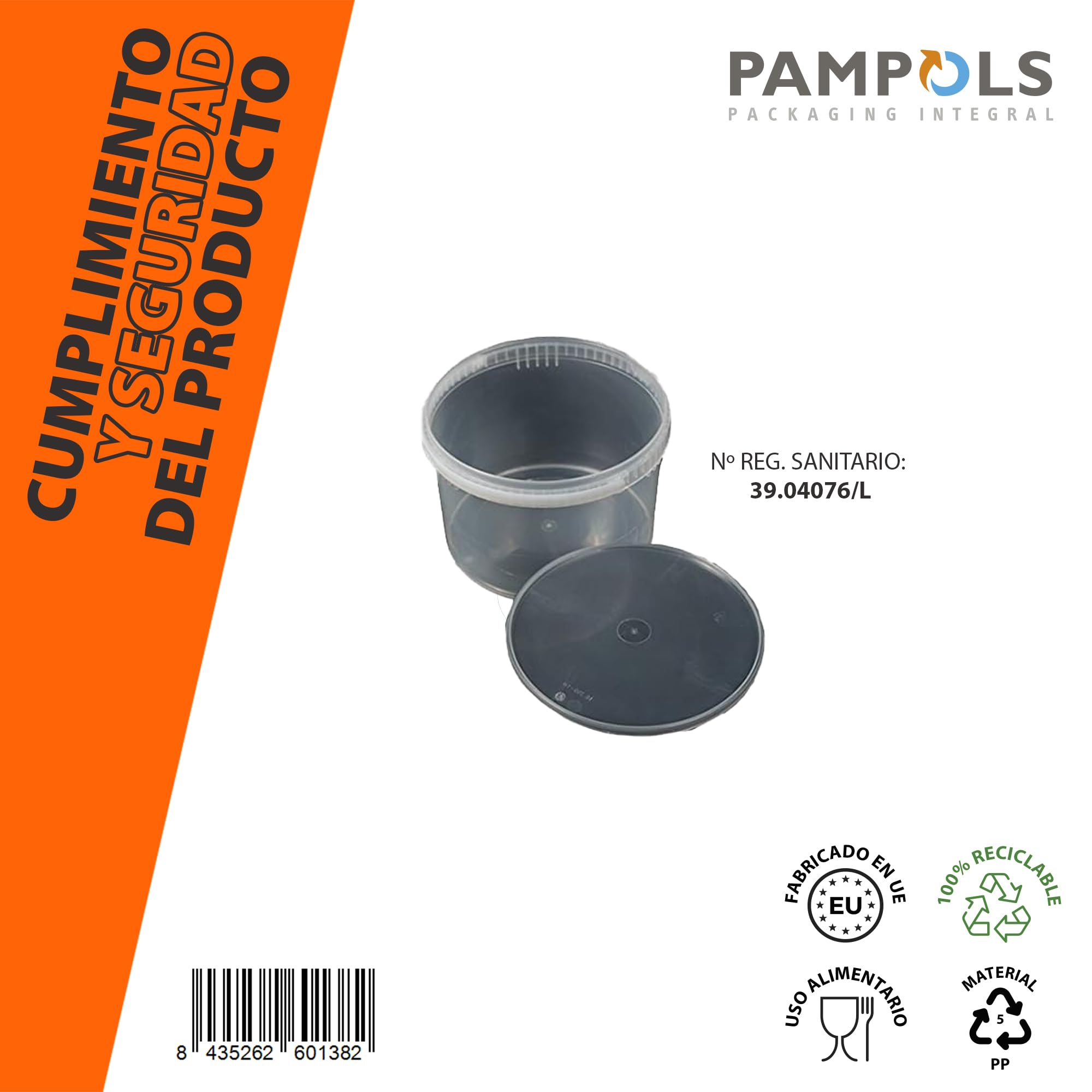 Pack de 300 Botes con Tapa Hermética Aptos para Sólidos y Líquidos como Sopas, Encurtidos, Salsas, etc. | Transparentes sin Asa | Capacidad de 555 ml con Medidas 110x78 mm
