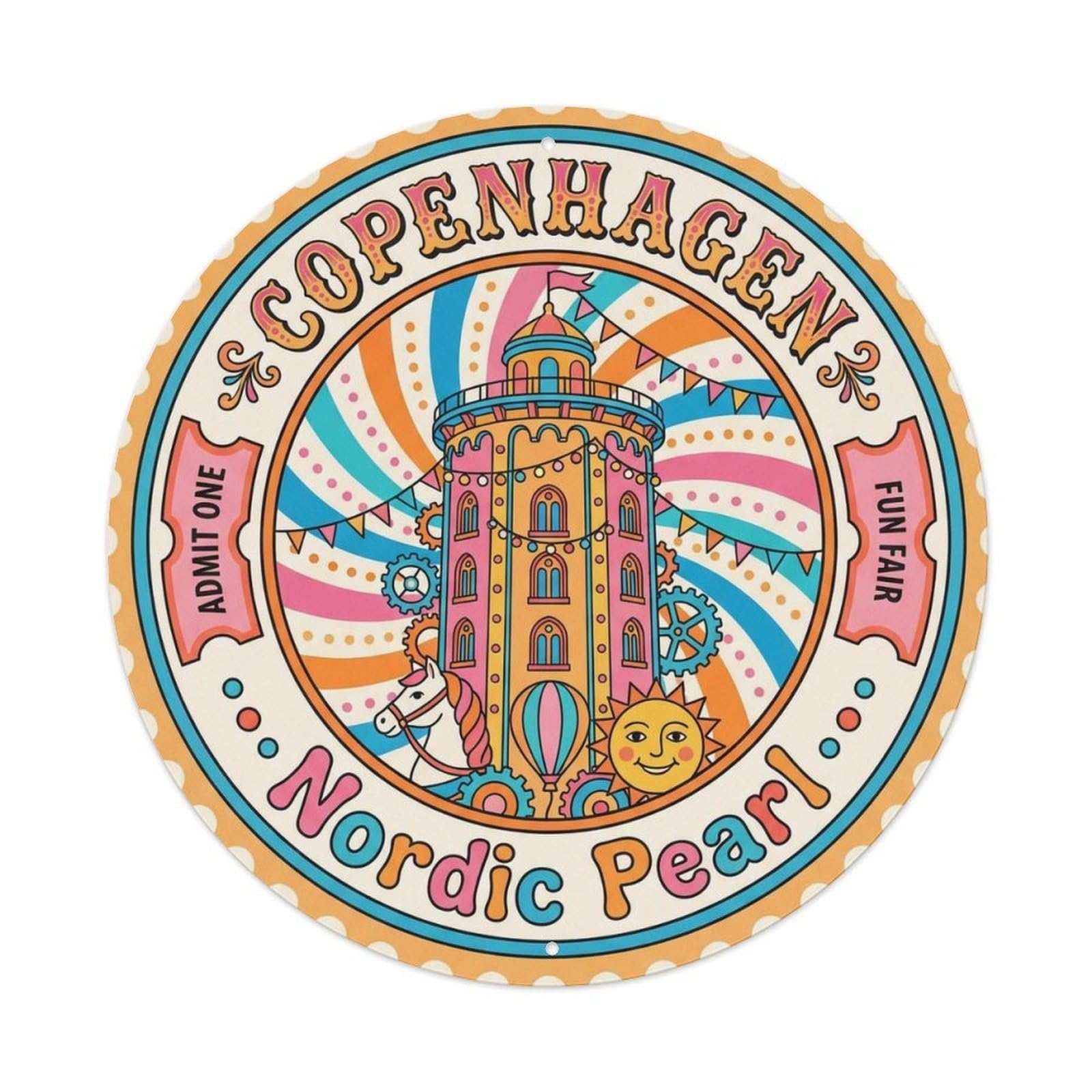 Vintage Travel Copenhagen Denmark Origin Metal Tin Sign