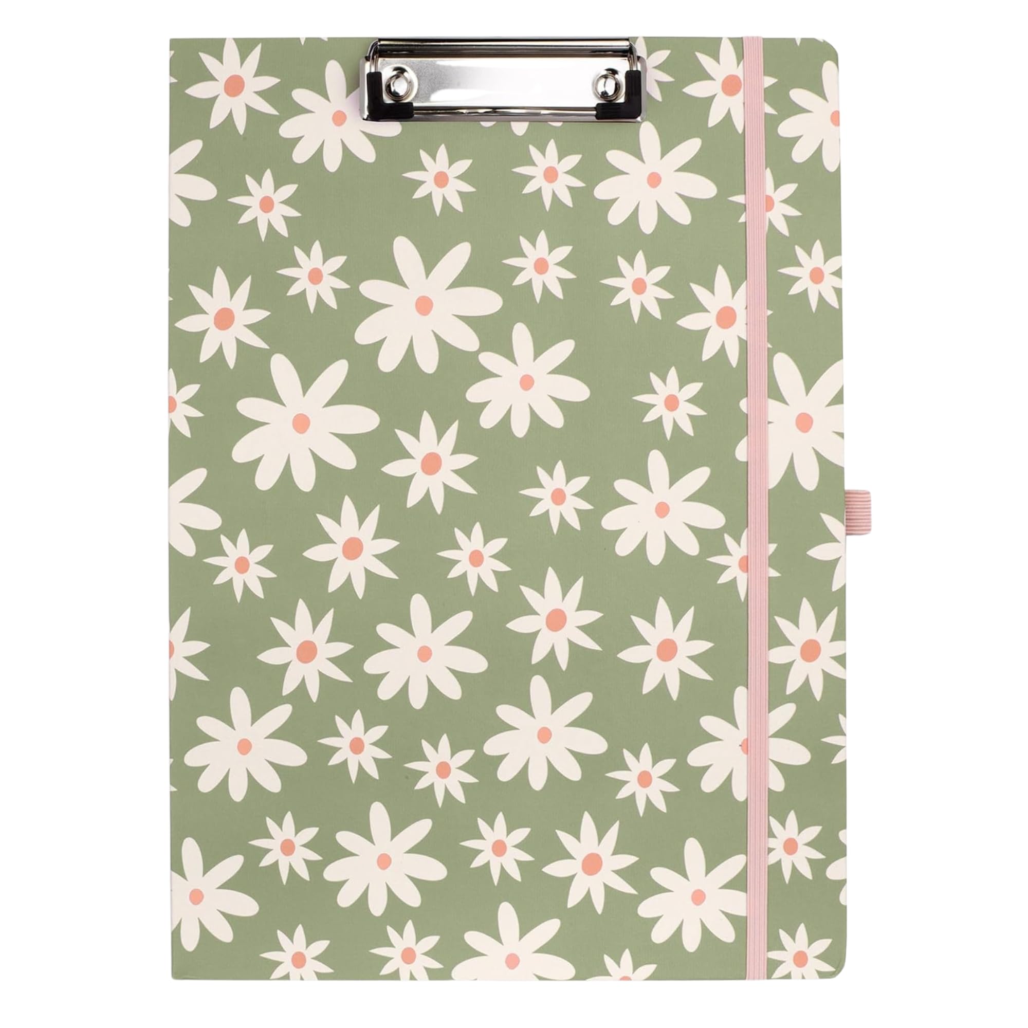 Steel Mill &amp; Co. Cute Clipboard Folio with Notepad, Daisy Floral Green