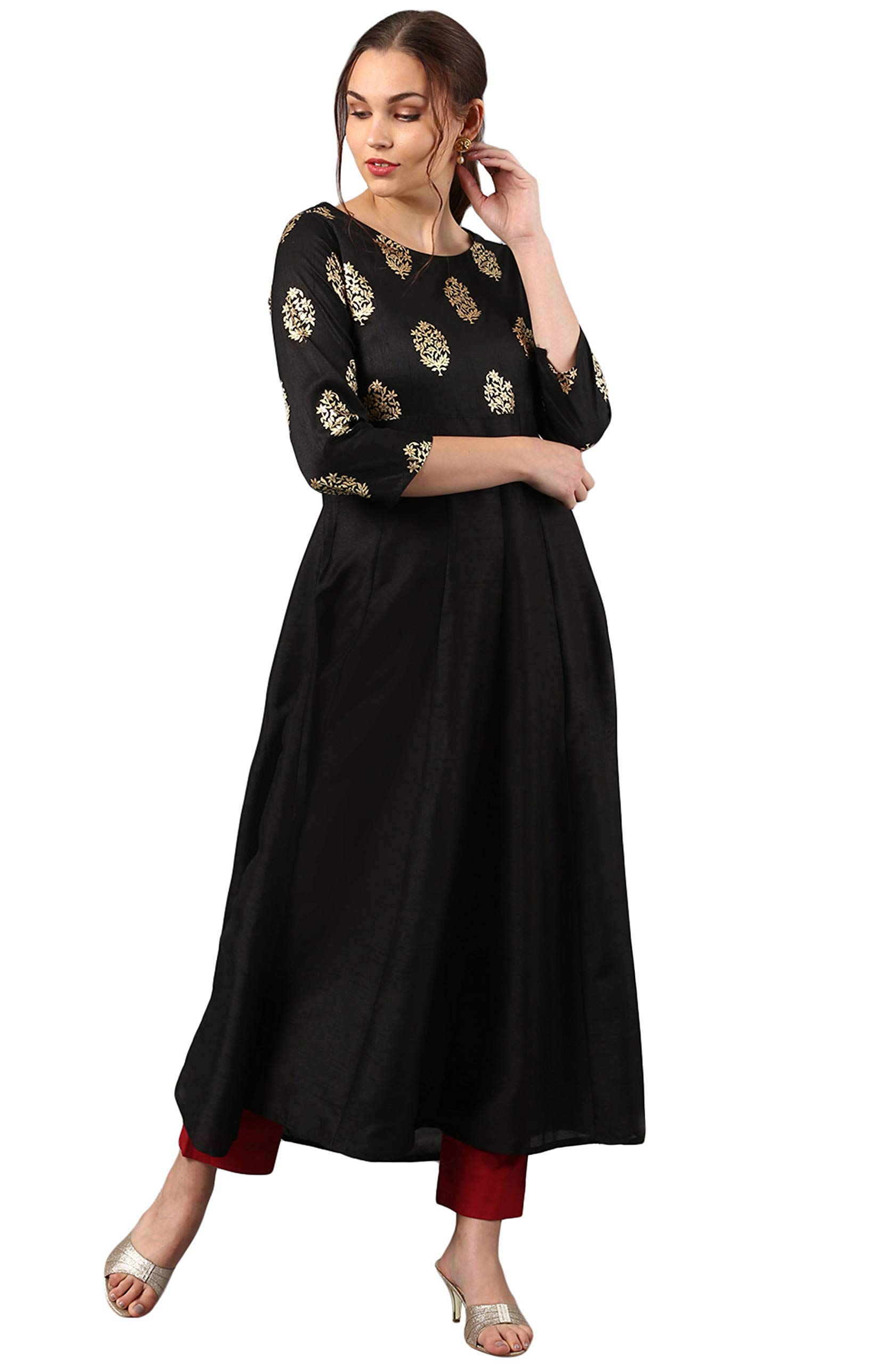 JanasyaIndian Tunic Tops Poly Silk Kurti for Women