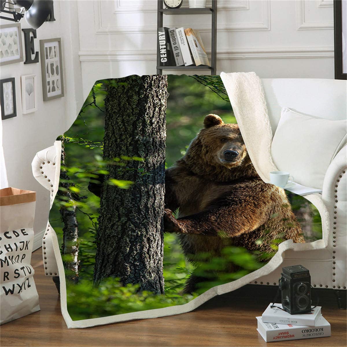 Plaid couverture moelleuse et confortable ours impression 3D
