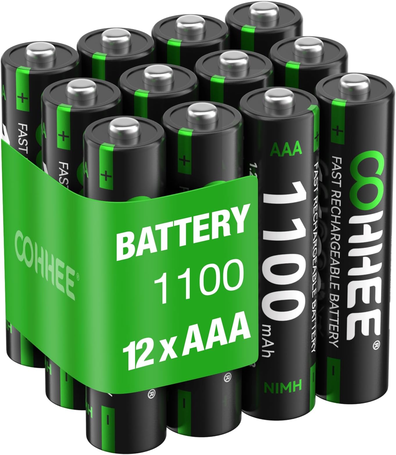 Rechargeable AAA Batteries 12 Piece, 1200 Tech Mignon AAA Batteries, Ni ...