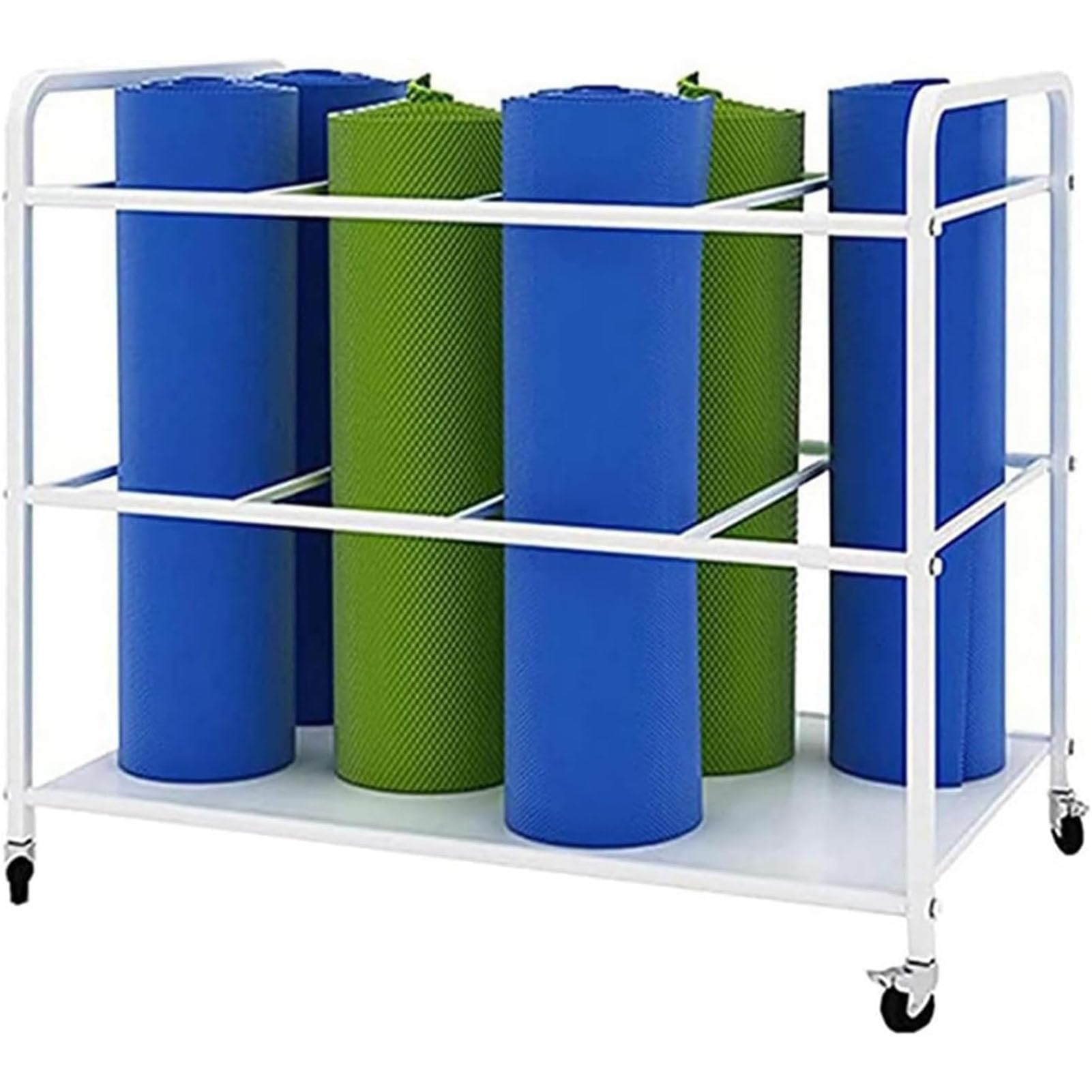 Chariot tapis de yoga en métal à roulettes pour équipement de gymnastique
