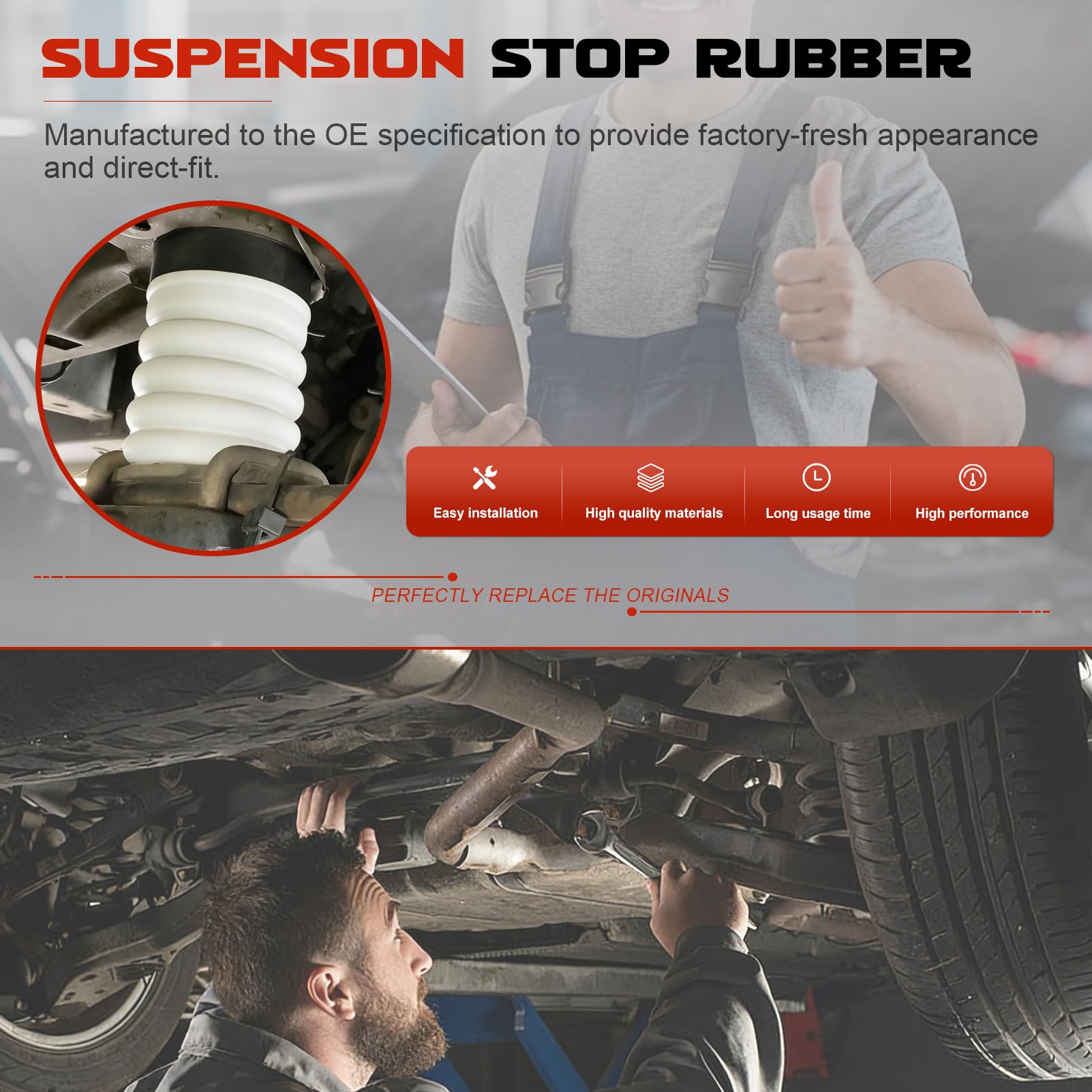 2*Butée Suspension Arrière Caoutchouc pour Jumper Ducato 250 Boxer 2006-2019, Butoir Amortisseur Suspension Arrière, Tampon Suspension, 1351266080 5166.88 516688