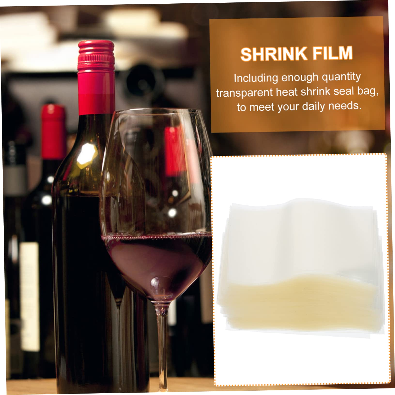 Cabilock 2sets Practical Shrink Wrap Films Bottle Heat Shrink Sealer Large Cellophane Bags 400pcs*2