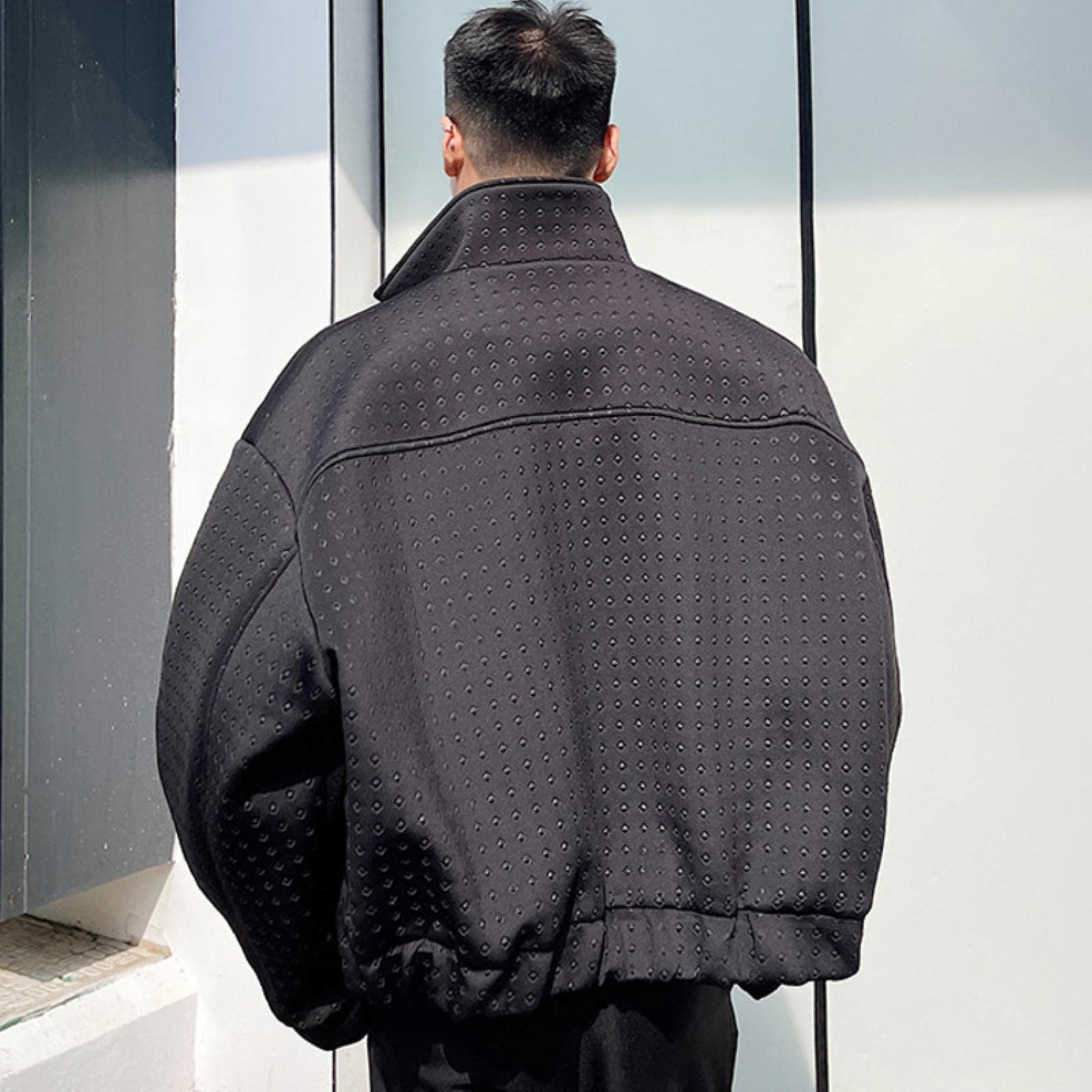 ZXCL Men's Lapel Long Sleeve Oversized Chic Jacket Rivet Design