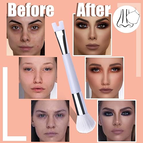 Miniatura 4 de Brocha de contorno de nariz (2 unidades), brocha de maquillaje de doble extremo para contorno de nariz, forma con U para esculpir la nariz y definir