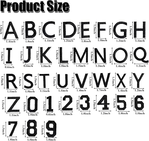 Miniatura 3 de GYGYL - 72 piezas de parches bordados con letras y números, alfabeto negro A-Z, números 0-9 apliques para ropa, vestido, sombrero, calcetines