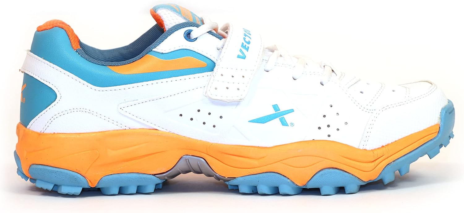 WMX KD Vector Cricket Shoes Rubber Spike Cricket, Hockey Sports Studs Indoor Out Door Trek Shoes (CKT 200 Orange, US Footwear Size System, Adult, Men, Numeric, Medium, 8)