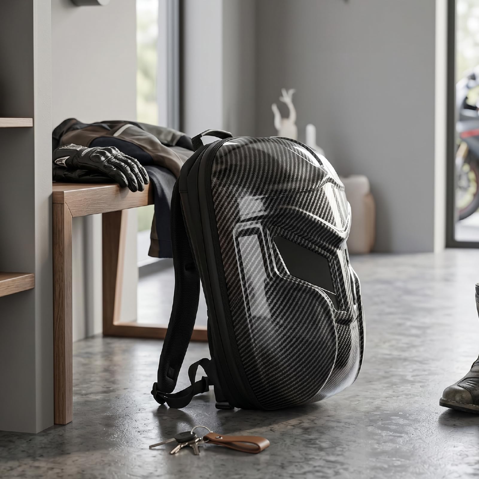 SEAFRONT Zaini Moto per Uomo, Zaino LED Intelligente Controllato da App, Display Programmabile, Guscio Rigido, Borsa per Laptop con Strisce Riflettenti per Ciclismo, Viaggio e Outdoor
