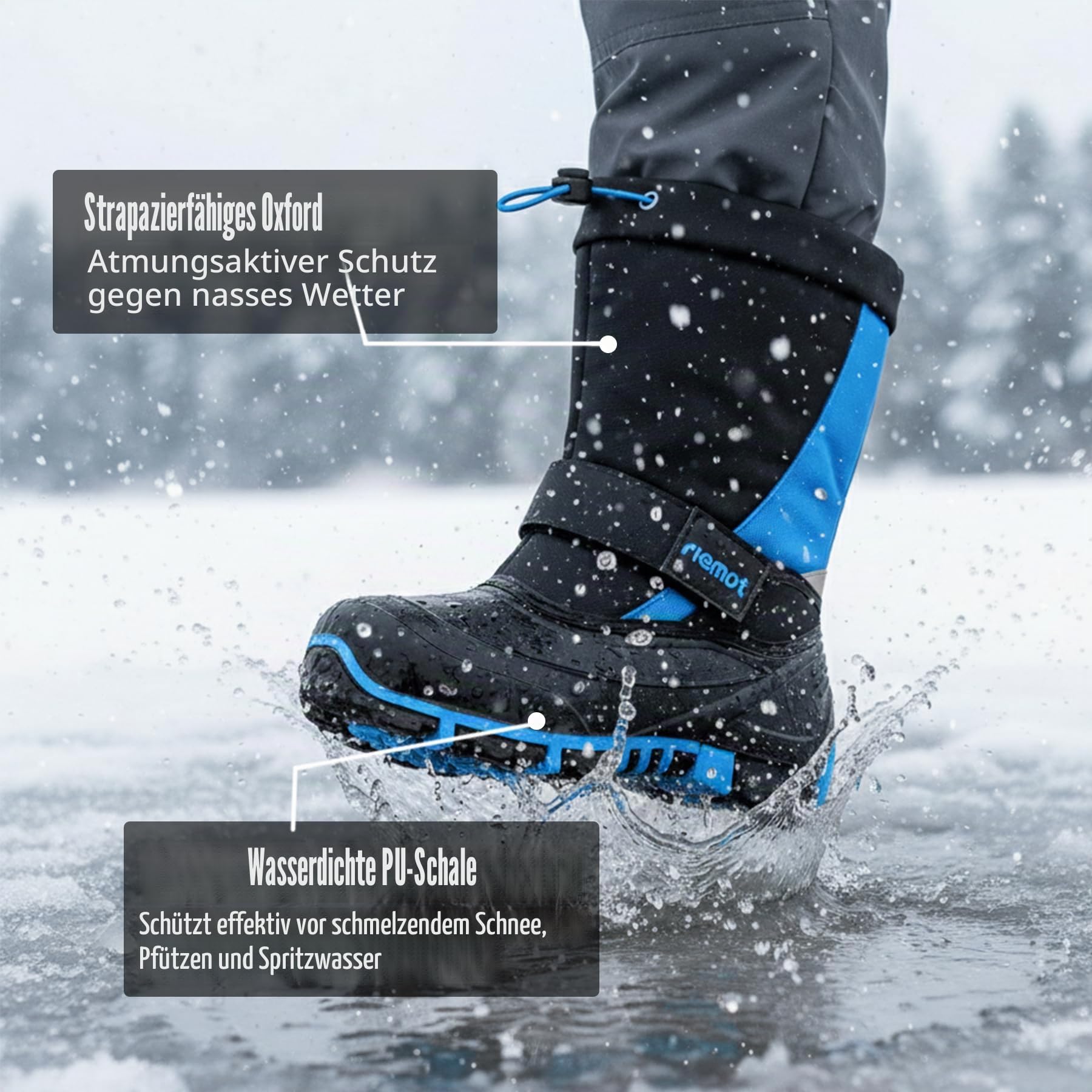 riemot Schneestiefel Jungen Mädchen Warm Gefüttert Winterstiefel Kinder Winterschuhe Wasserdicht Kinderstiefel Outdoor Rutschfest Winter Stiefel Snowboots