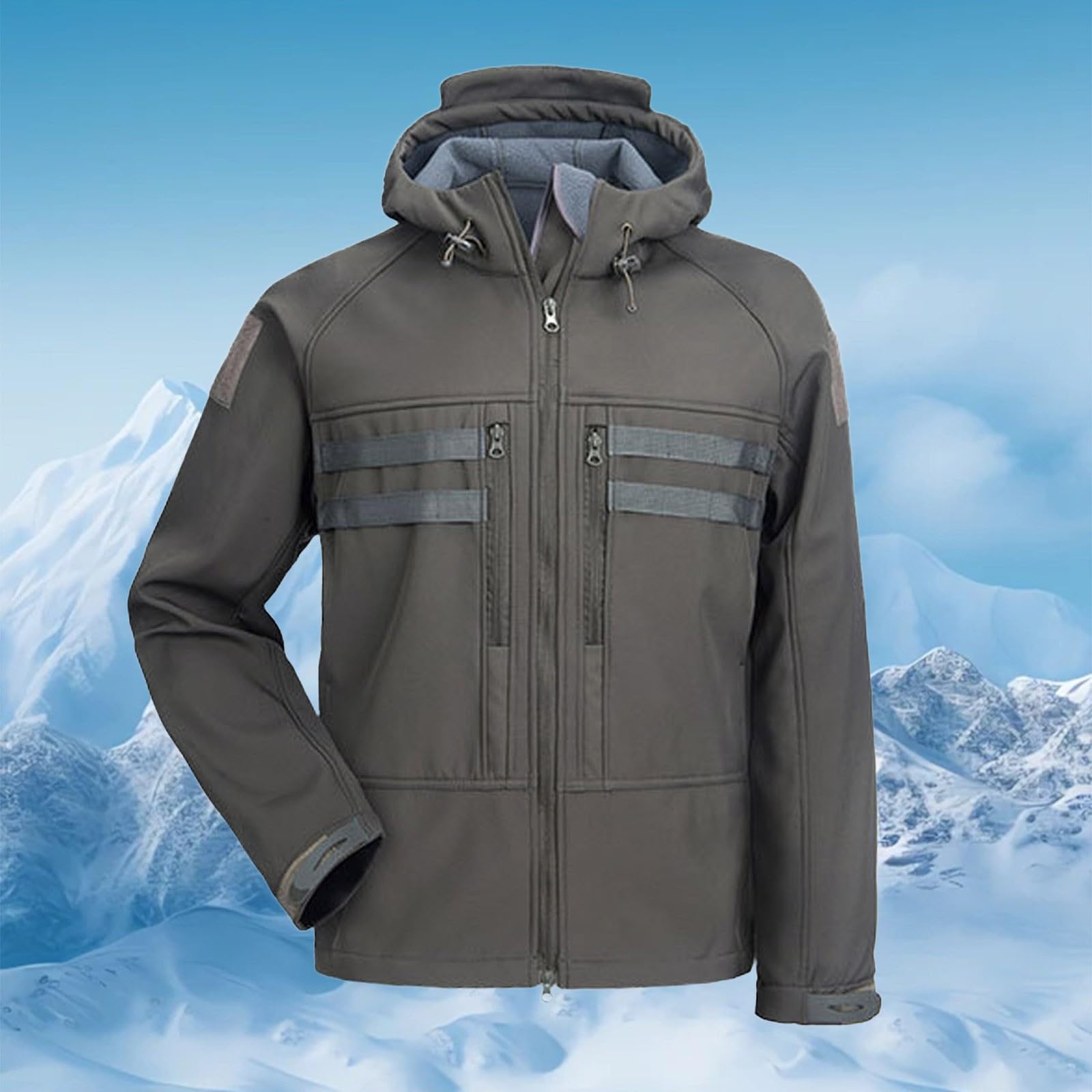 Generisch Chubasquero para bicicleta para hombre, chaqueta de forro polar, pesado, cortavientos, resistente al agua, cortavientos, con capucha, chaqueta de camuflaje, chaqueta de senderismo