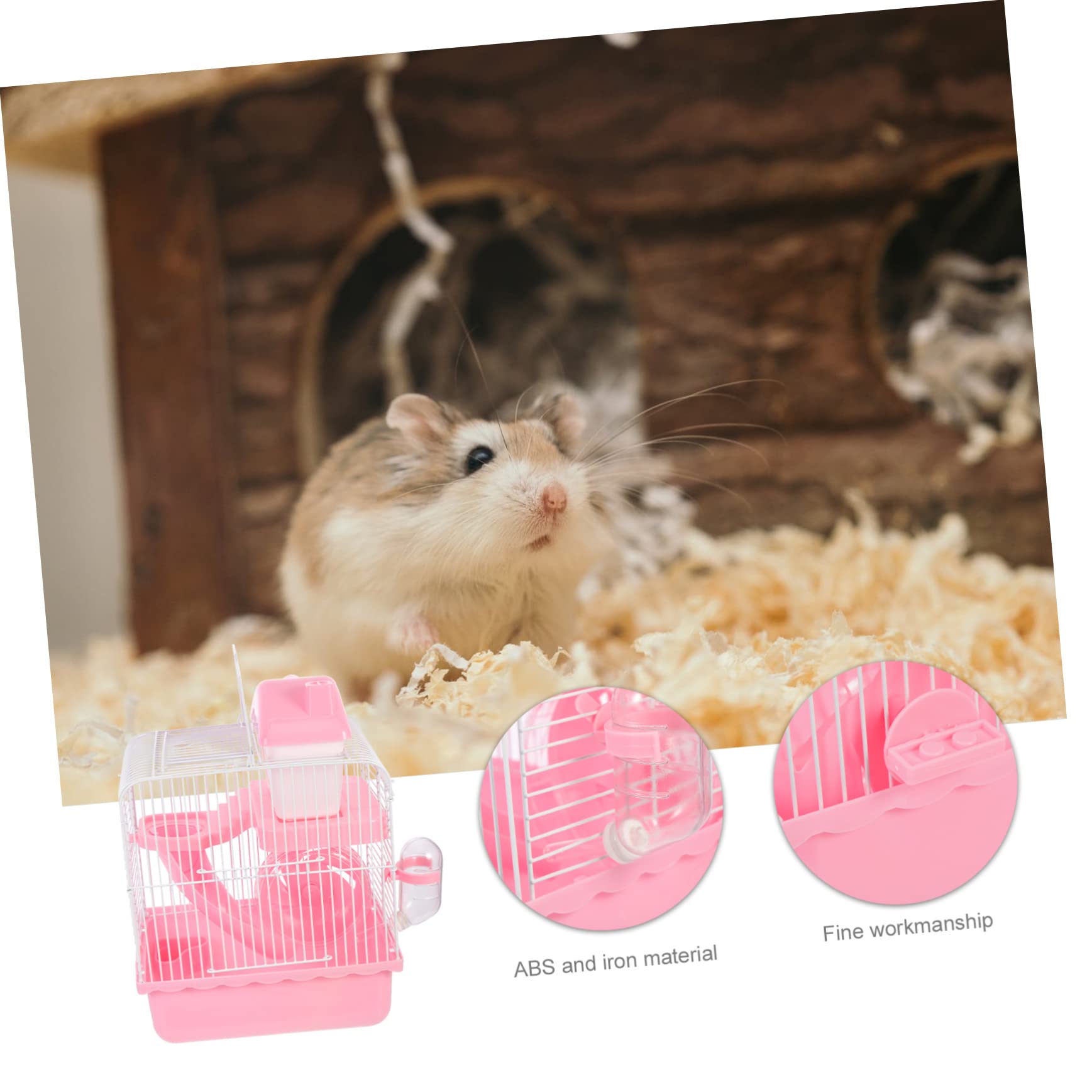 COLLBATH Chinchilla Spielzeug Hamsterhaus in Schlossform Doppelwandig aus Abs und Eisen Rosa Sicher zum Spielen Ruhen und Fressen für Kleintiere