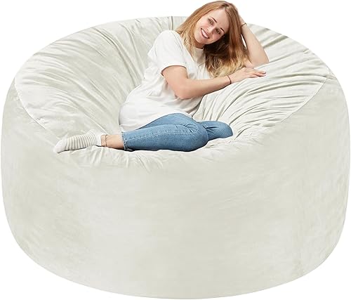 Miniatura 12 de Homguava Sillón tipo puf de 4 pies: Pufs de 4' con espuma viscoelástica rellena, grandes sillones tipo puf, sofá suave con funda de terciopelo Negro