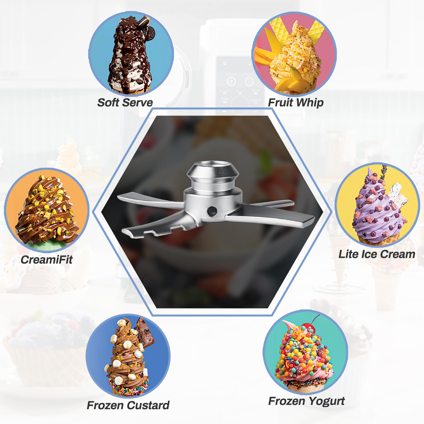 NANOBABY Lame de rechange compatible avec les machines à crème glacée Ninja Swirl de Creami NC700, lame de mélange de rechange pour Ninja Creamy Soft Serve NC701 NC701C, en acier inoxydable, argenté