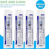 Vista 5 de Paquete de 100 jeringas de plástico de 0.1 fl oz/cc Luer Lock Tip – Herramientas de jeringa de medición de líquidos (sin aguja) – Estériles