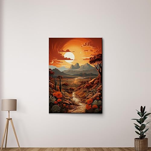 Miniatura 5 de Nature, Plants, wall art framed, Minimalist home artwork, Framed Canvas Print Wall Art Abstract Shapes Illustration, orange wall art, wedding gift,