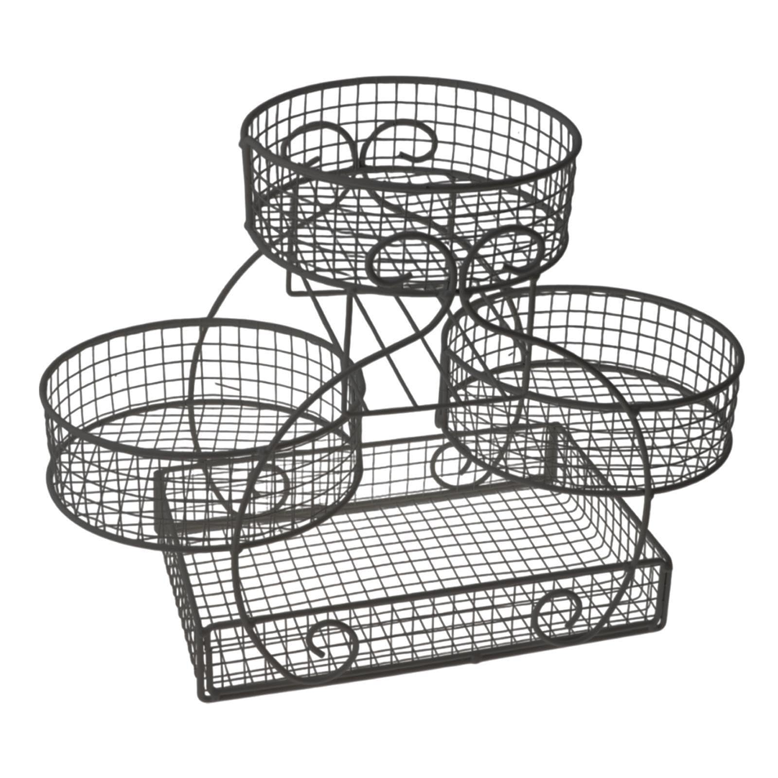 QLECXZI Elegant Multi Tier Vegetable Rack Iron Basket Holder Organizing Fresh Produce Snacks And Bread Effortlessly Onion Potato Bread Snack Produce Holder, Black, 30x20x31cm