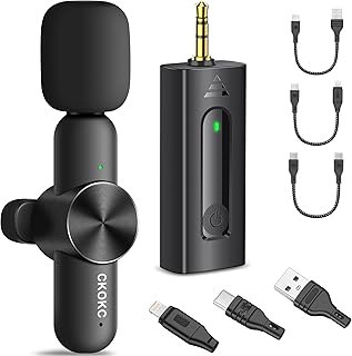 Wireless Lavalier Microphone for iPhone/Android Phones/DSLR Camera/Laptop/MacBook/GoPro/Camcorder, Professional Lapel Mic for Video Recording/Vlogging/YouTube/Podcast/LiveStream