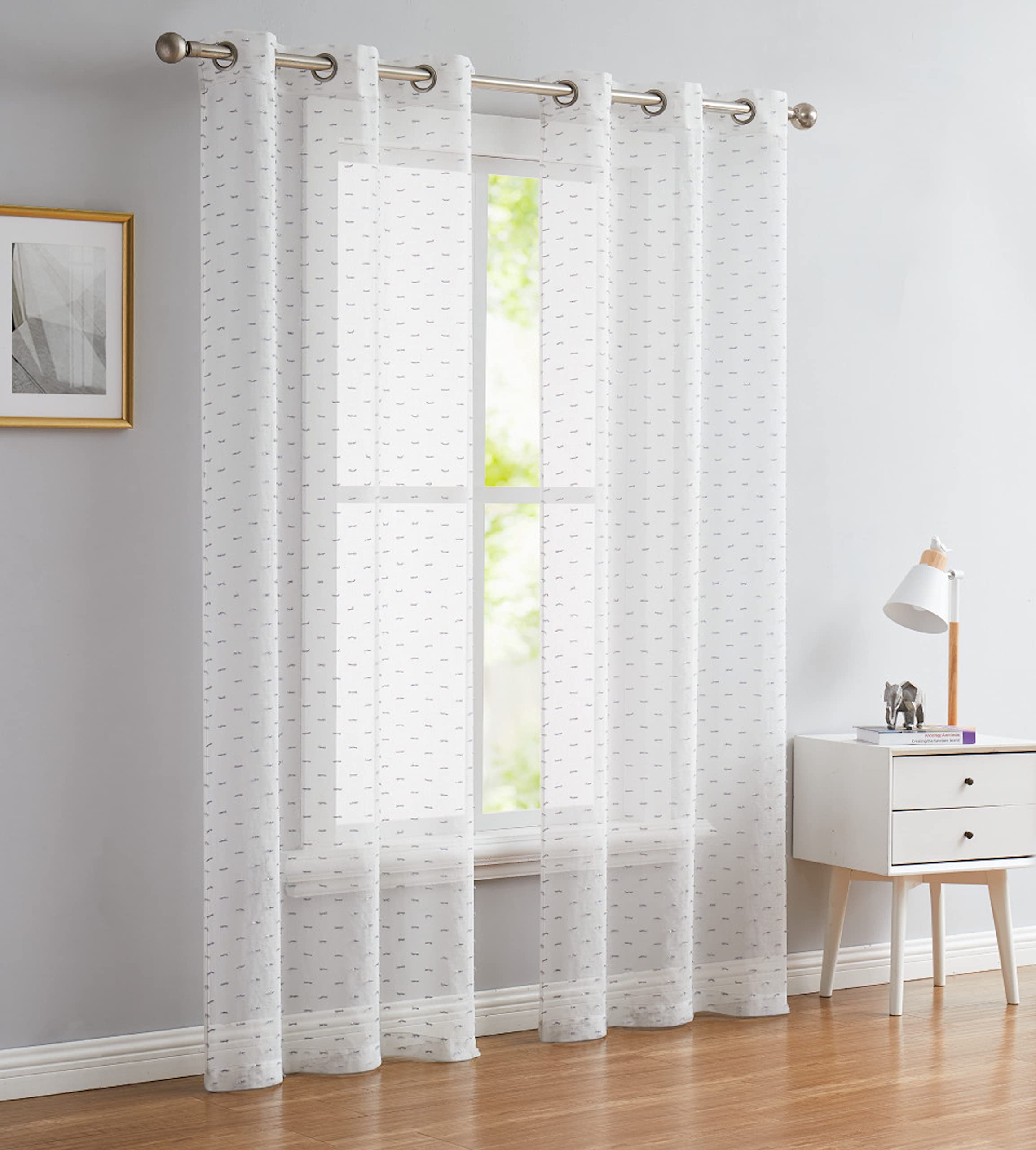 Cortina para ventana Sprinkles Lurex de 193 x 213 cm en color plateado brillante