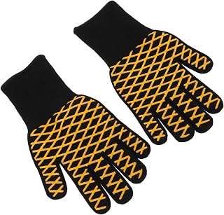 MOTHNUR Guantes para Barbacoa Resistentes al Calor Extremo hasta Ignífugos y Antideslizantes Protección Térmica para Horno Parrilla y Microondas Unisex Talla Única Color Amarillo