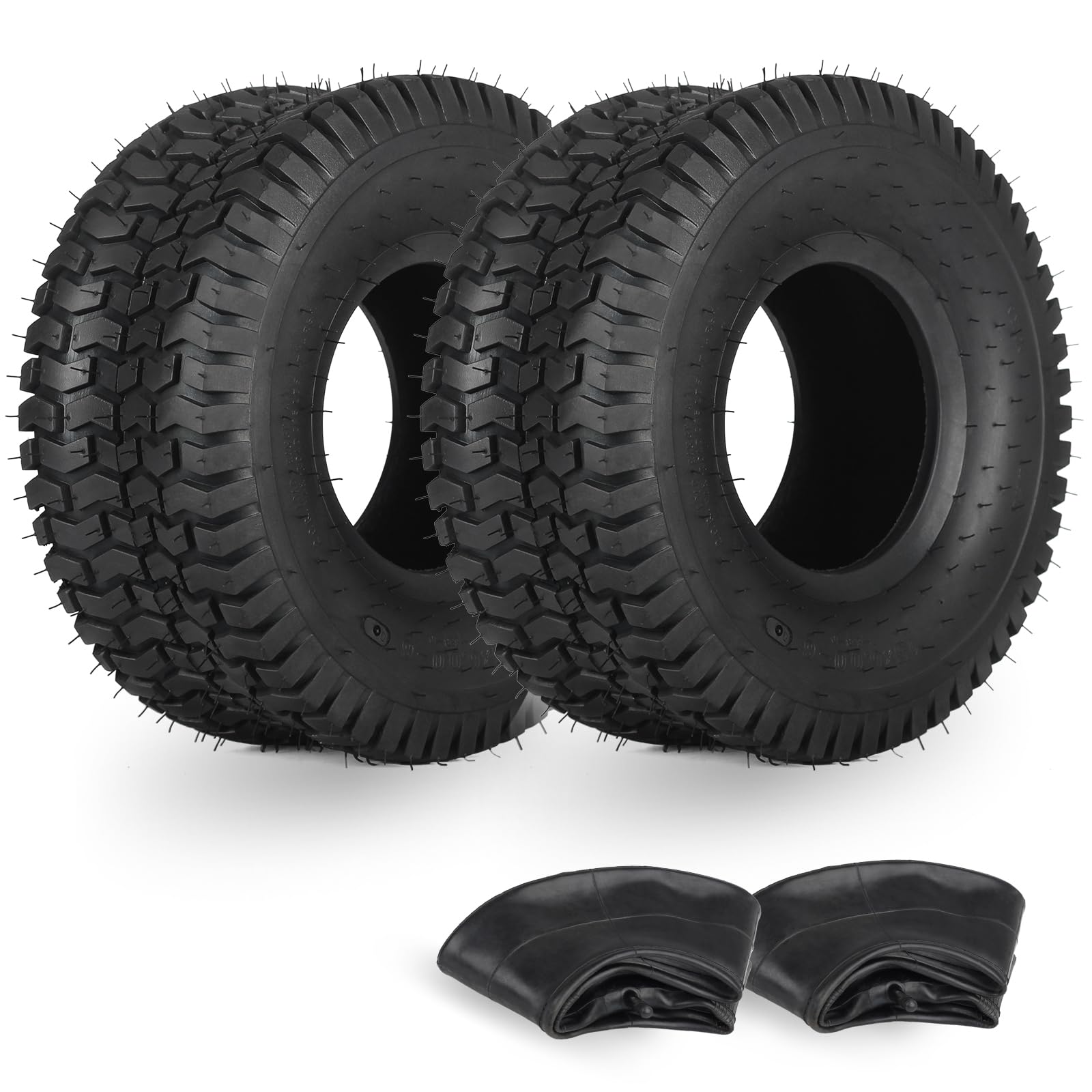 15x6.00-6 Tire and Inner Tube Set, TR-13 Straight Valve Stem, Replacement Riding Mower Front Wheel Assembly, 2 Pack