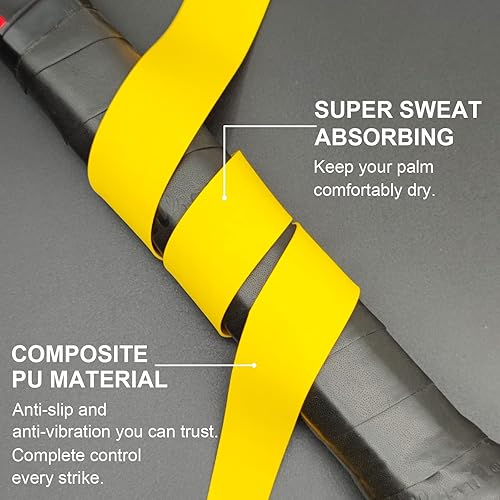 Miniatura 4 de Cinta de agarre para raqueta de tenis, cinta de agarre precortada de sensación seca que absorbe el sudor, agarre cómodo y aterciopelado para raqueta