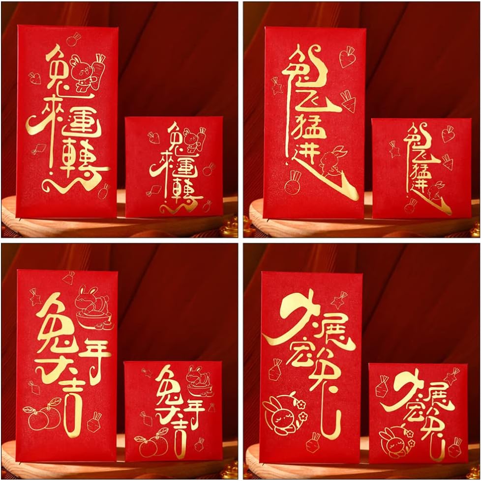 BESTOYARD 60Pcs Chinese New Year Red Envelopes Hong Bao Lucky Money Pockets Red Rabbit Year Money Pockets Envelopes for Spring Festival 2023