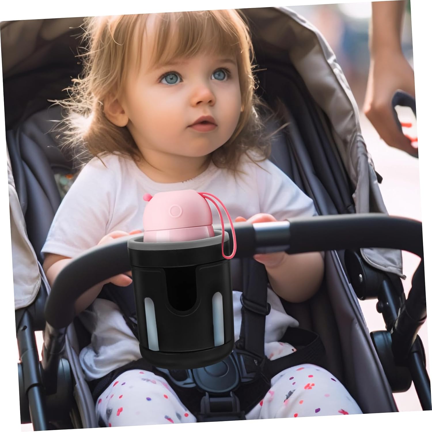 KOMBIUDA Versatile Double Cup Holder for Car Stroller Cup Rack Clamp Universal Drink Holder for Baby Stroller