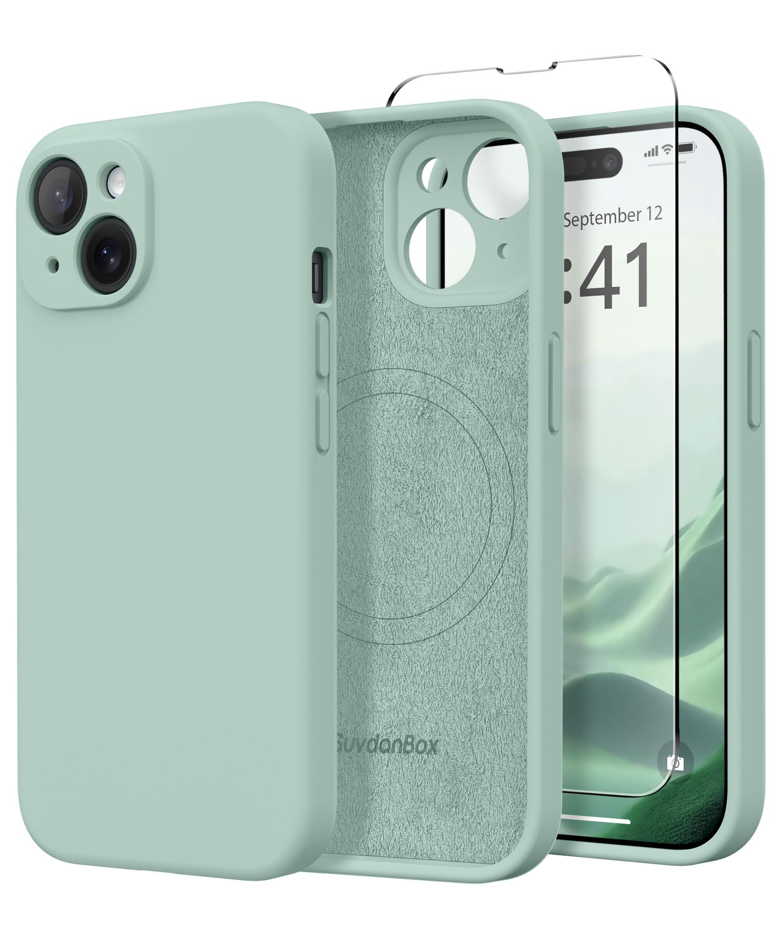 Magnetic for iPhone 15 Case Silicone Mint