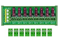 Vista 1 de Bloque de terminales de montaje en riel DIN CC 5-32V de 8 canales con terminales de cableado enchufables en la parte superior, módulo de fusibles